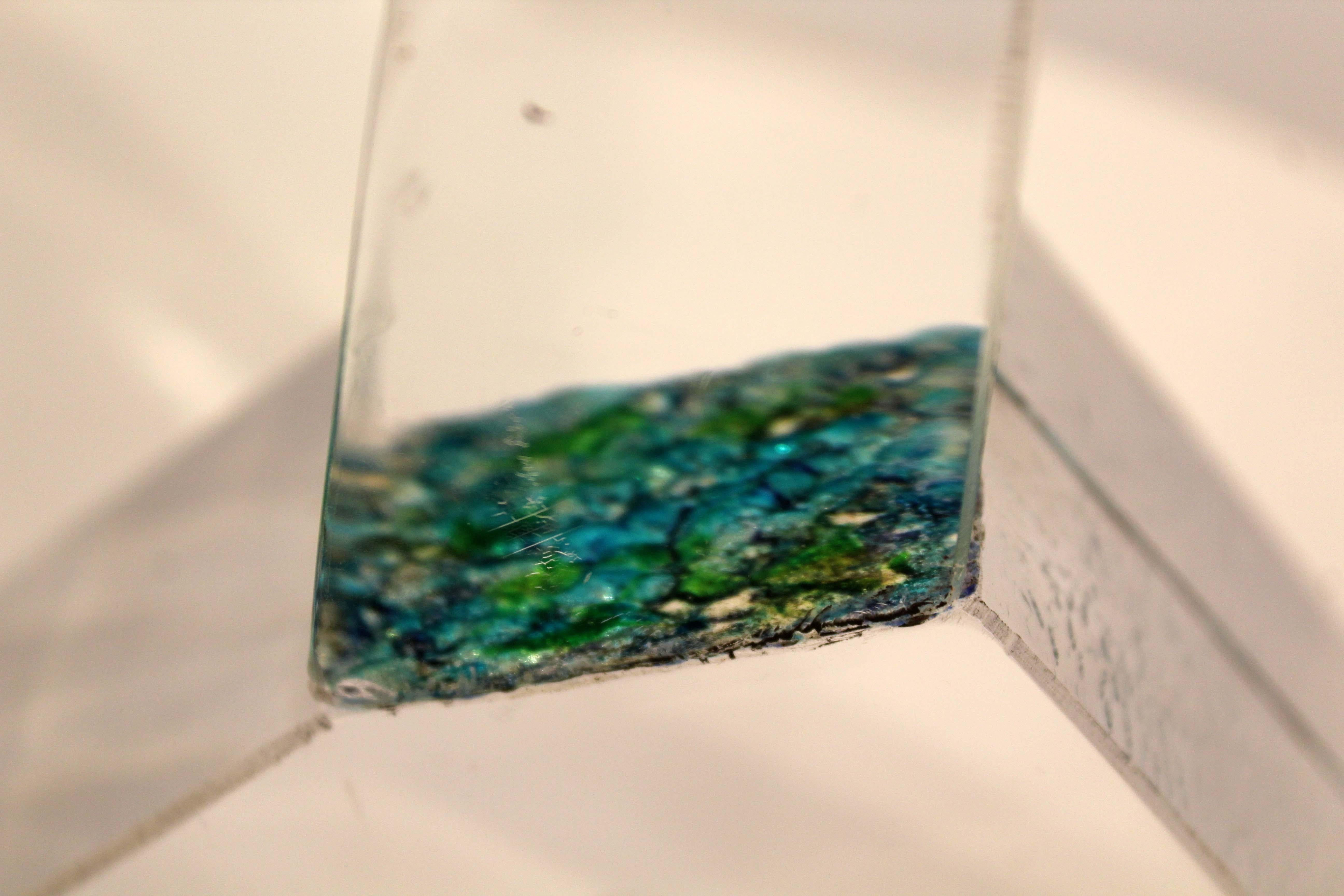 Scultura contemporanea di James Nani in lucite moderna con blu e verde, anni '80 in vendita 2