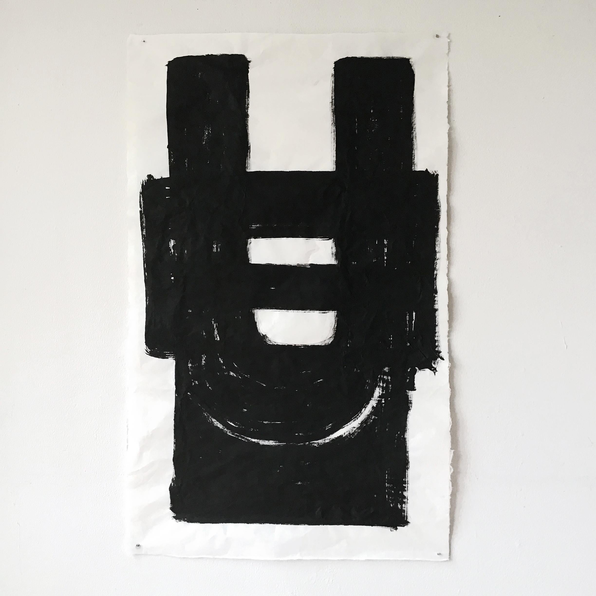 Inchiostro di china su vecchia carta giapponese, 62 x 102 cm. Alcune pieghe. 

