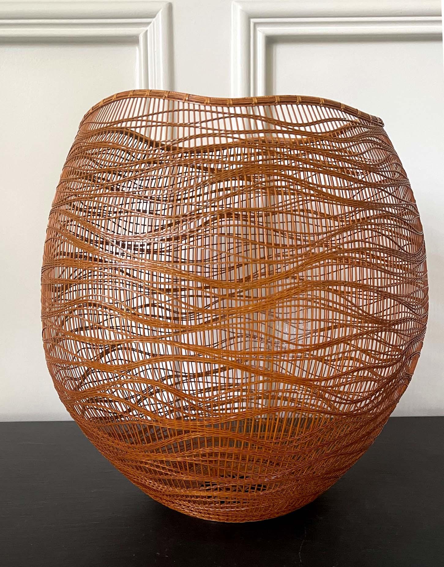 Contemporary Japanese Bamboo Basket Sculpture by Morikami Jin In Good Condition In Atlanta, GA