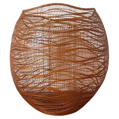 Sculpture de panier japonaise contemporaine en bambou de Morikami Jin