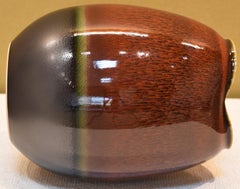 Contemporary Japanese Brown Black Hand-Glazed Porcelain Vase by Master Artist