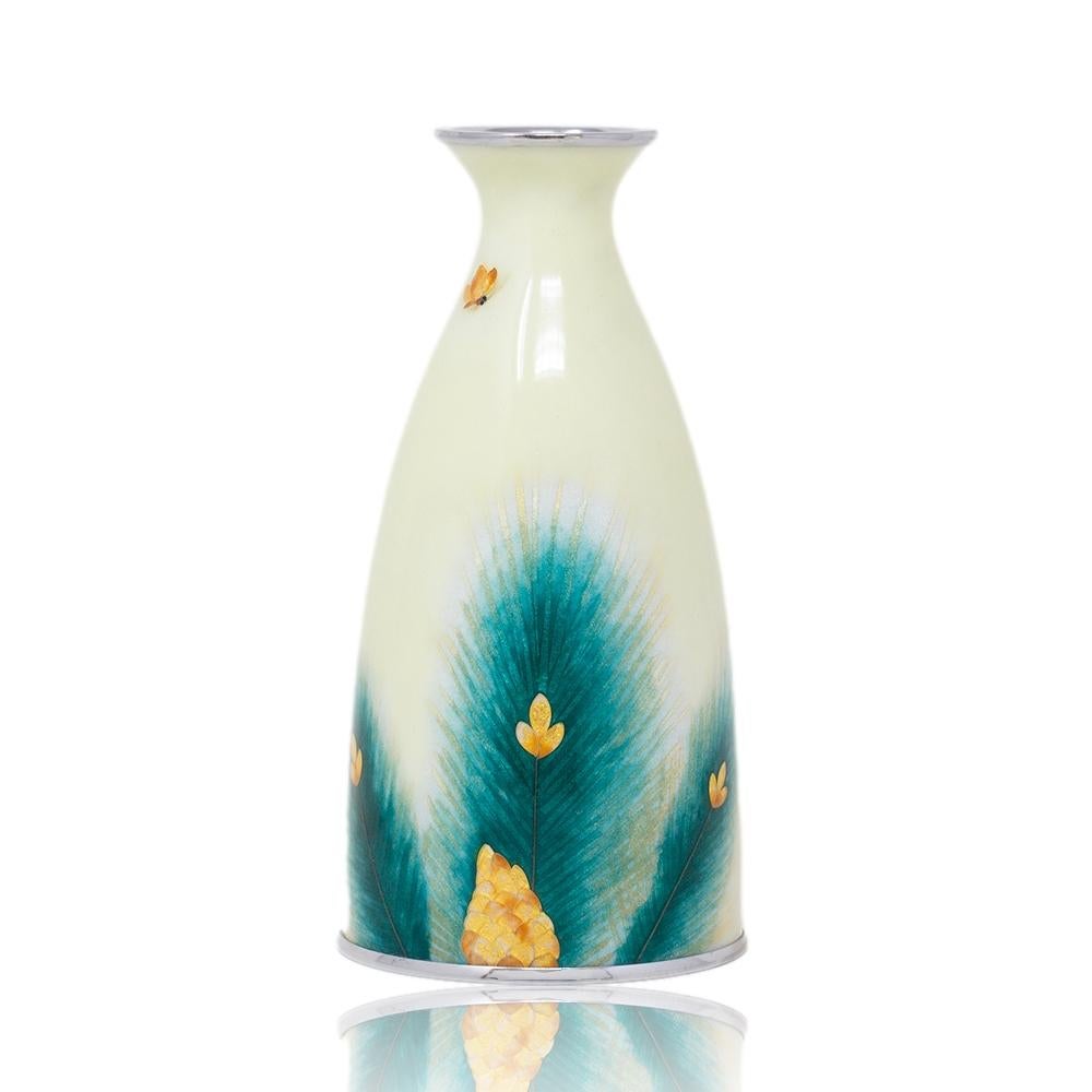 Showa Contemporary Japanese Cloisonne Enamel Vase Tamura For Sale