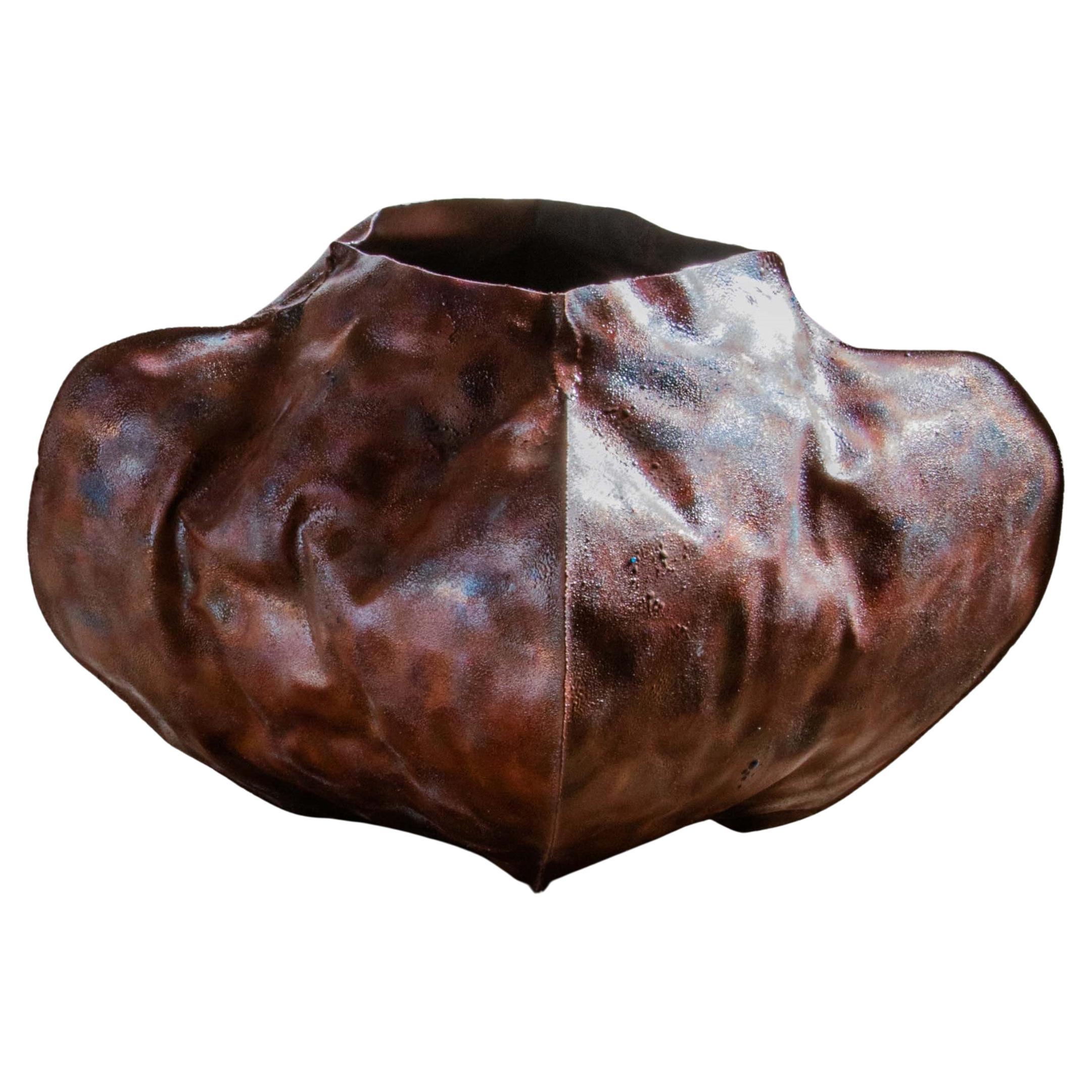Vase japonais contemporain en cuivre Cloissoné Vase Shippo par Yochiya Studio
