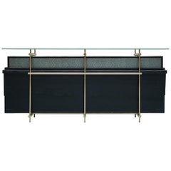 Contemporary Japanese Console with Folding Screen Zen Japanese Modern