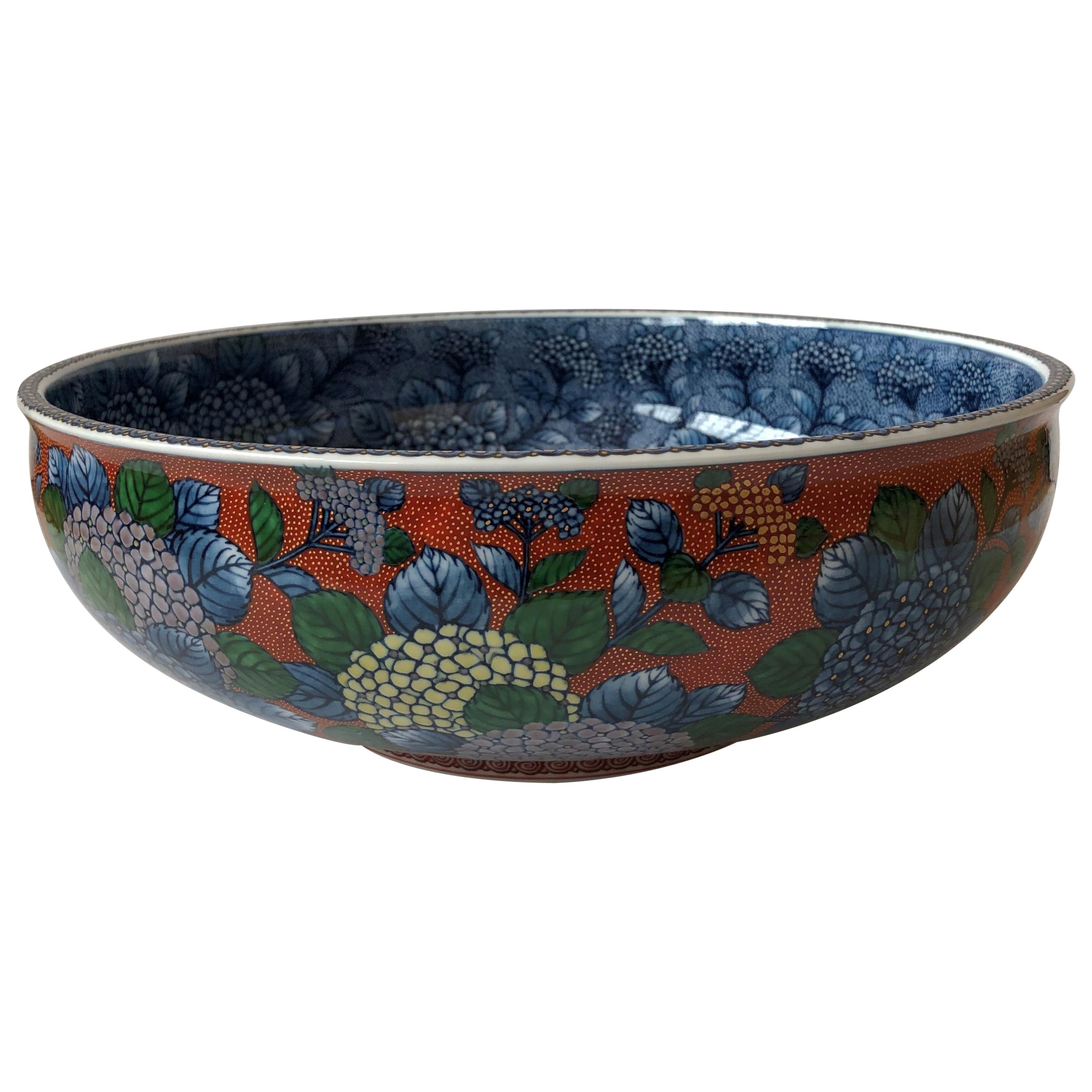 Contemporary Japanese Blue Green Red Porcelain Bowl von Masterly Artist, 2 im Angebot