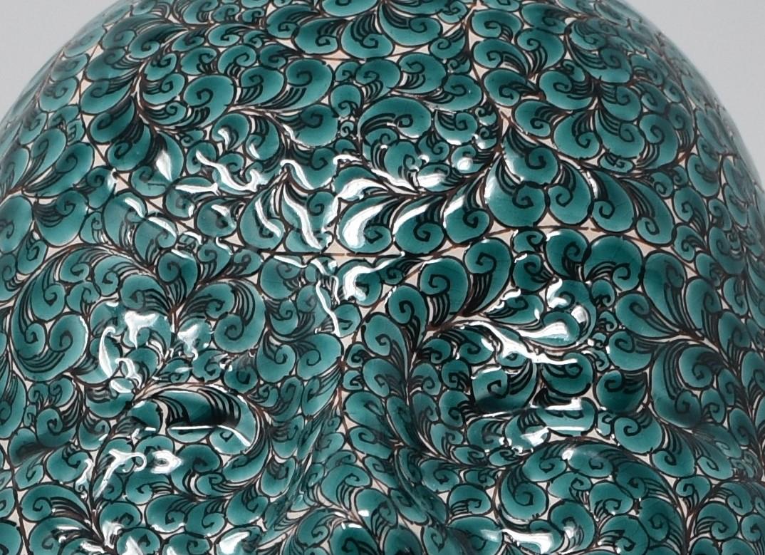 Mesmerizing signed contemporary decorative porcelain mask, intricately hand painted on both sides. It's a signed masterpiece by award-winning master porcelain artist from Kutani region of Japan. He is highly admired for his extremely intricate and