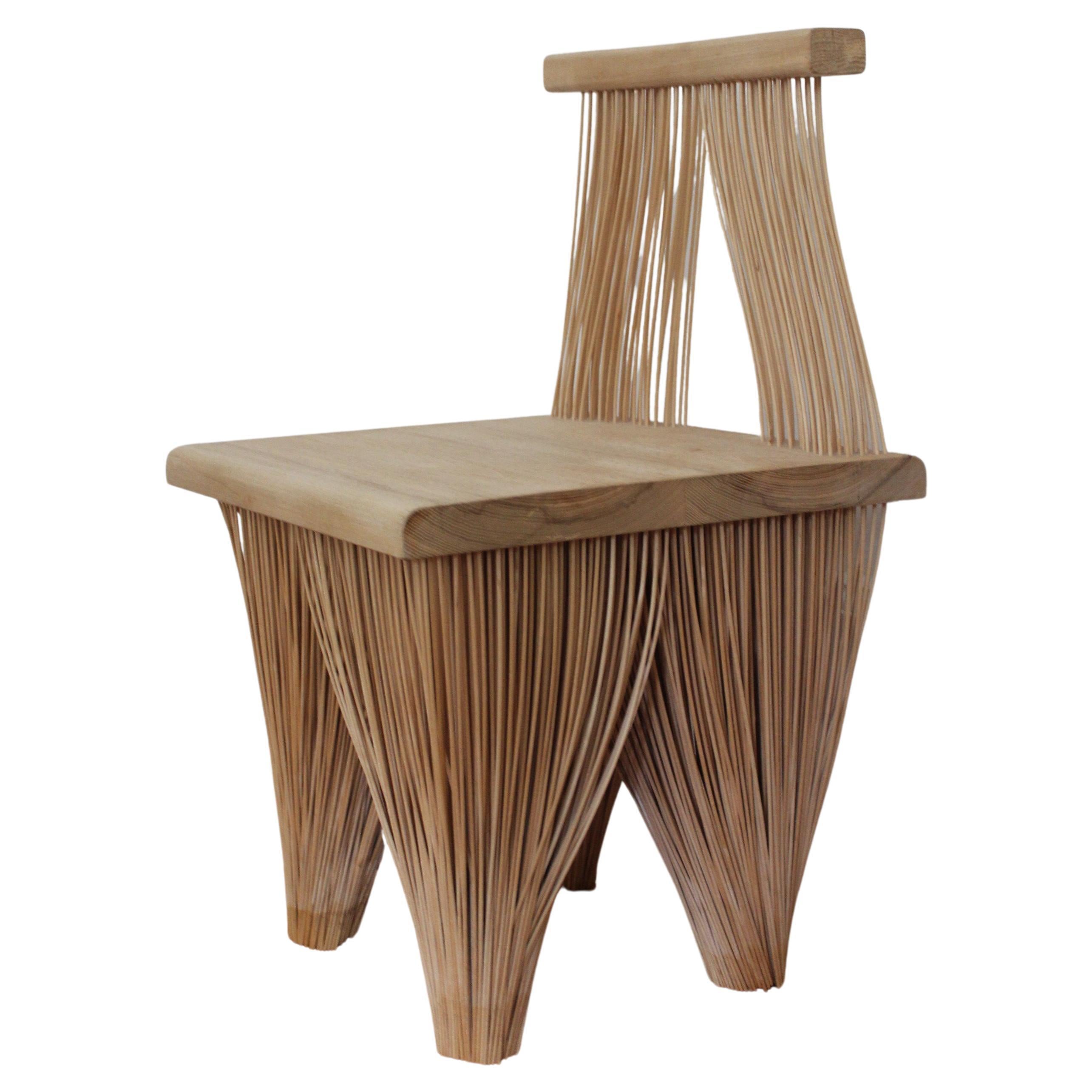 Contemporary Japanese Inspired Wood Hallway Statement Sculptural Chair 