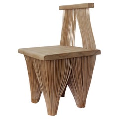 Contemporary Japanese Inspired Wood Hallway Statement Sculptural Chair 