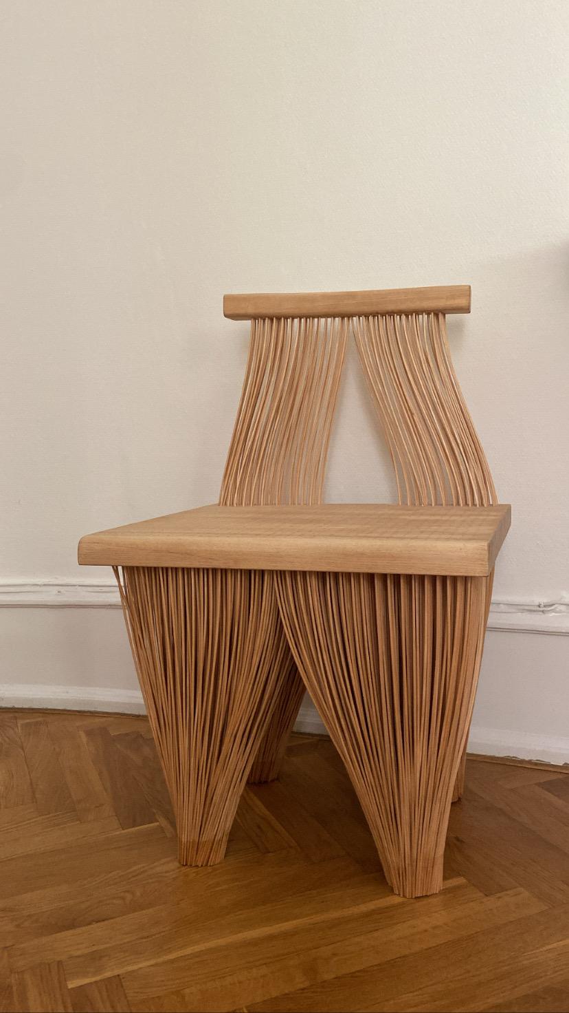 Contemporary Japanese Inspired Wood Hallway Statement Sculptural Chair  In New Condition For Sale In Madrid, ES