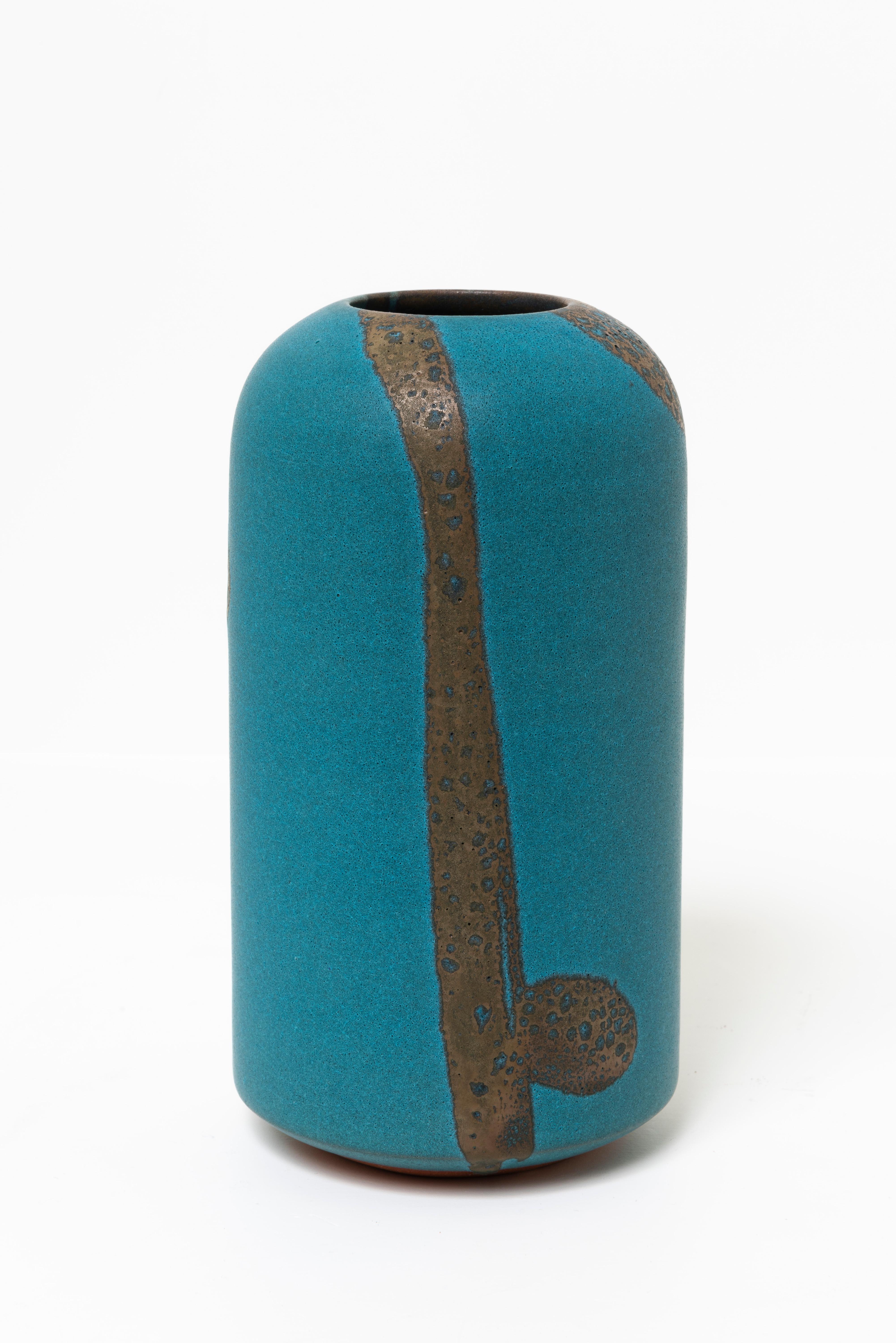 Japonisme Contemporary Japanese stoneware ceramic vase by Morino Hiroaki Taimei For Sale