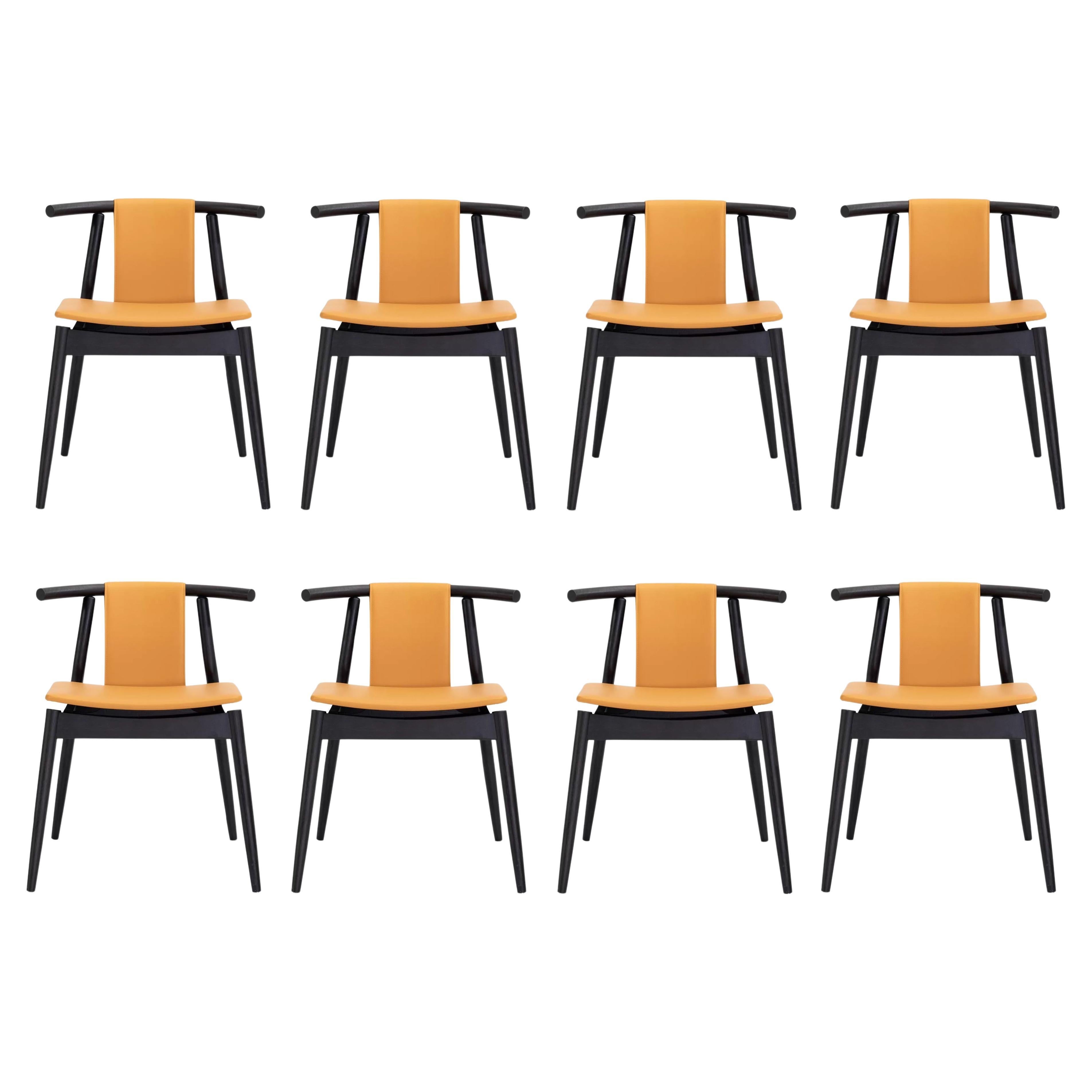 Contemporary Japanese Style Dining Chairs-Set of 8 For Sale