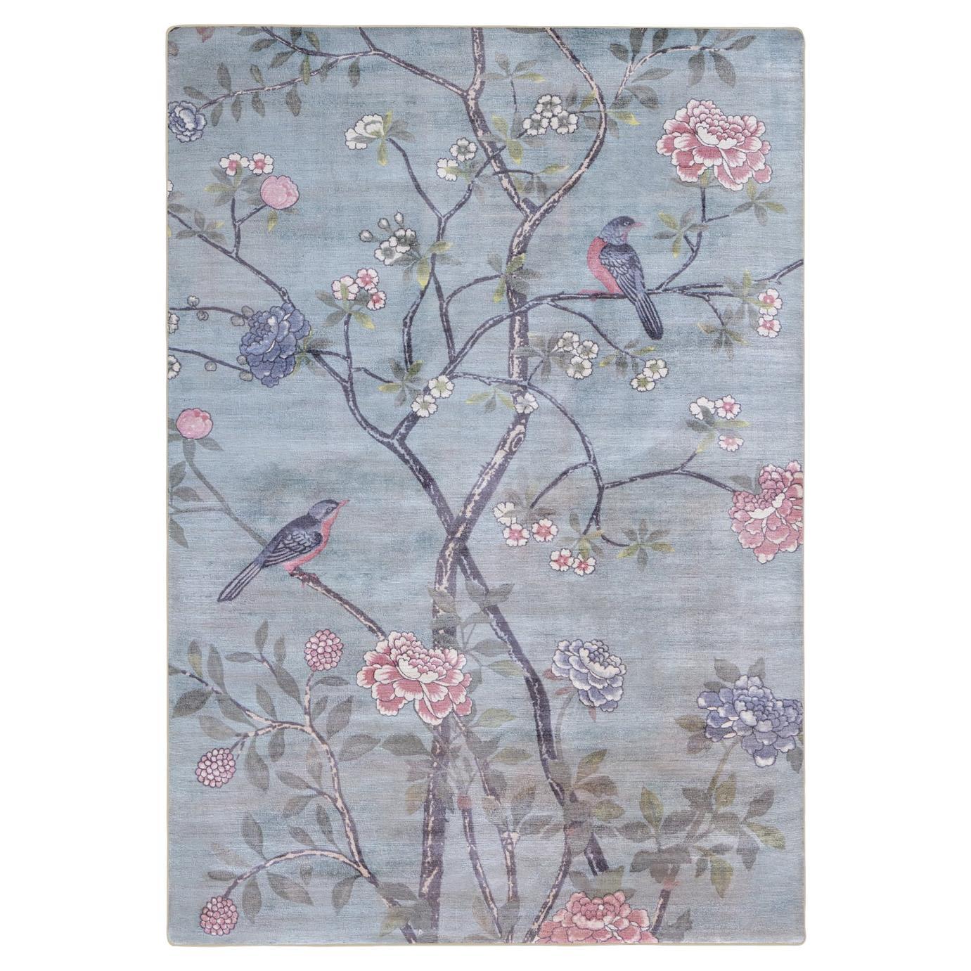 Zeitgenössischer farbenfroher Teppich mit Zeichnungen im japanischen Stil von Deanna Comellini 300x400 cm