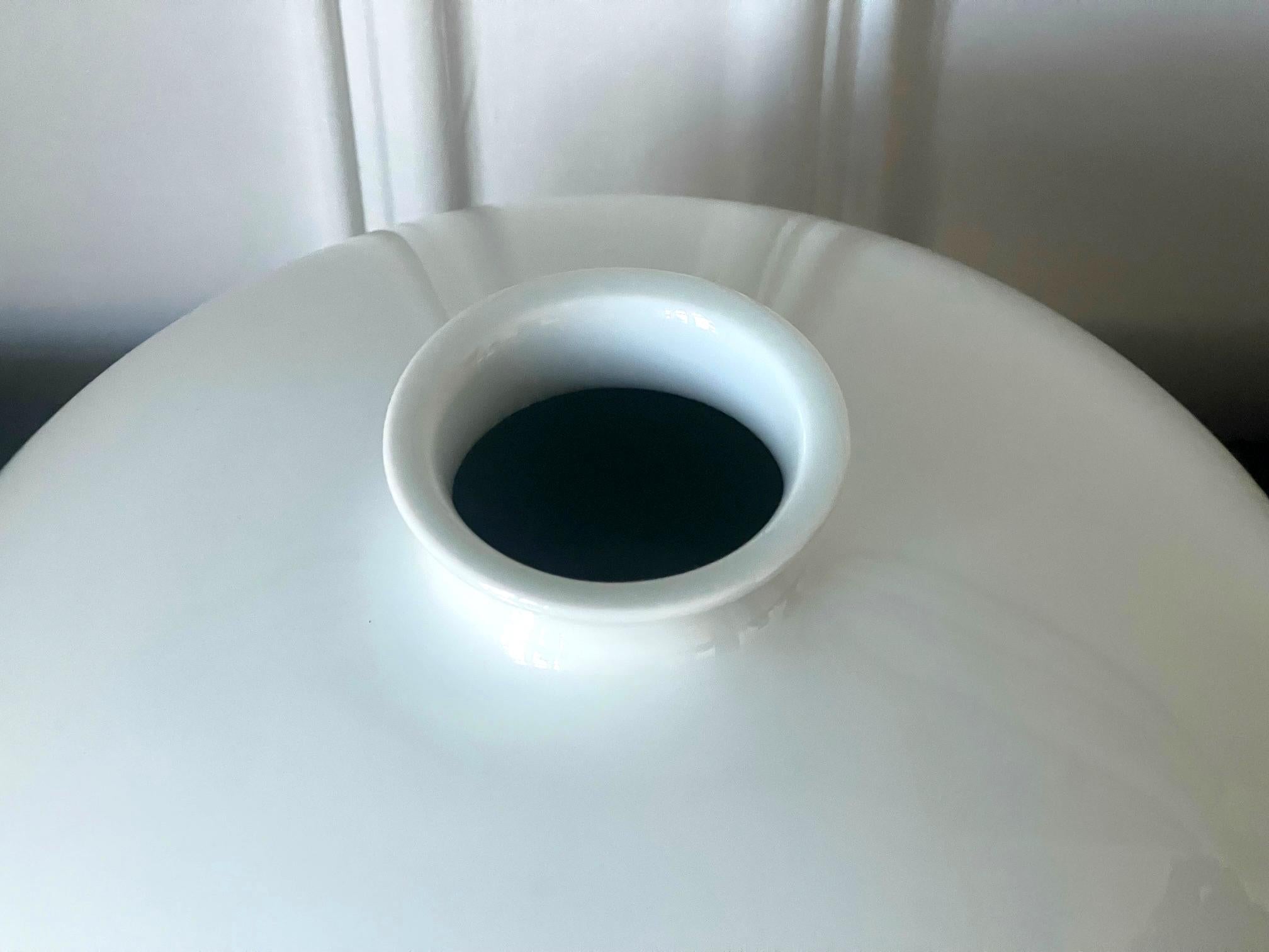 20th Century Contemporary Japanese White Glaze Ceramic Vase by Manji Inoue For Sale