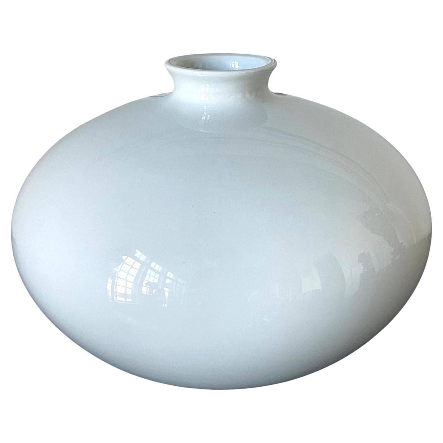Contemporary Japanese White Glaze Ceramic Vase by Manji Inoue For Sale
