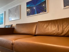 Divano "Park" contemporaneo di Jasper Morrison per Vitra in pelle marrone e piedi cromati