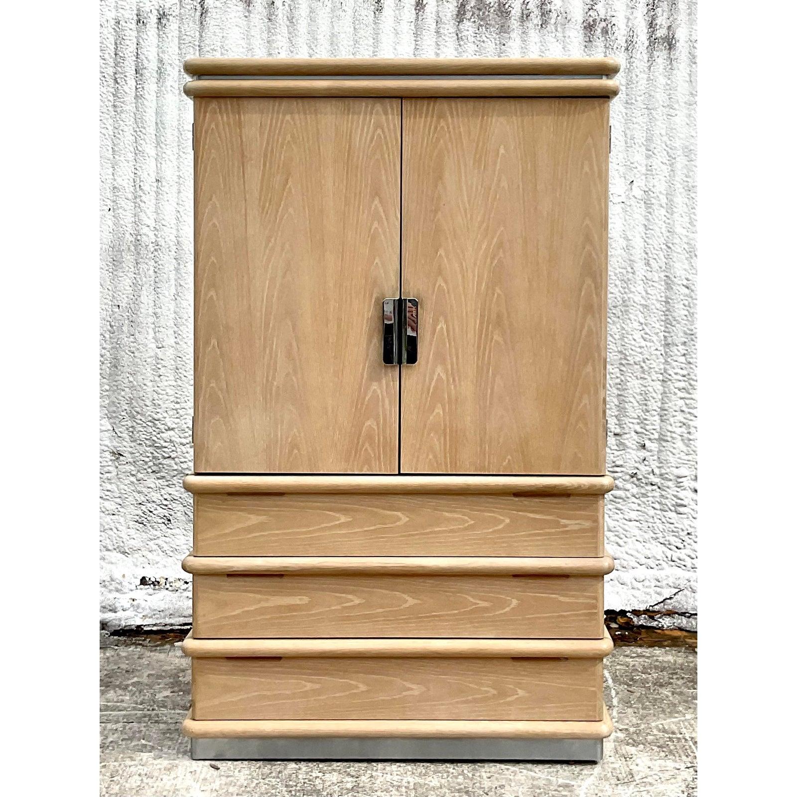 Gorgeous Jay Spectre for century Armoire. Chic wrapped rib design on a tall and impressive frame. Acquired from a Palm Beach estate.