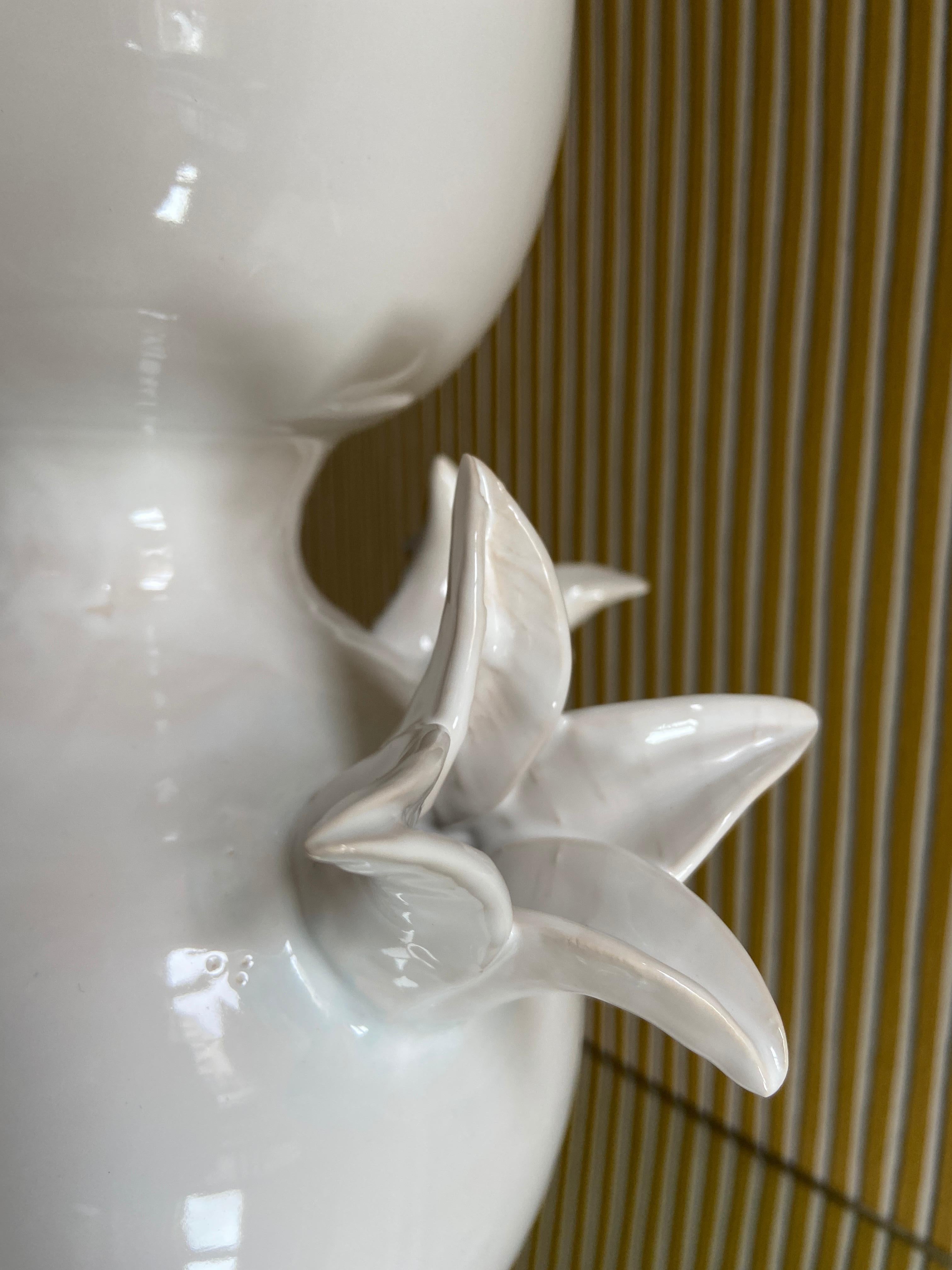 Contemporary Jean Roger Faience Tulipiere in White Glaze, France 1