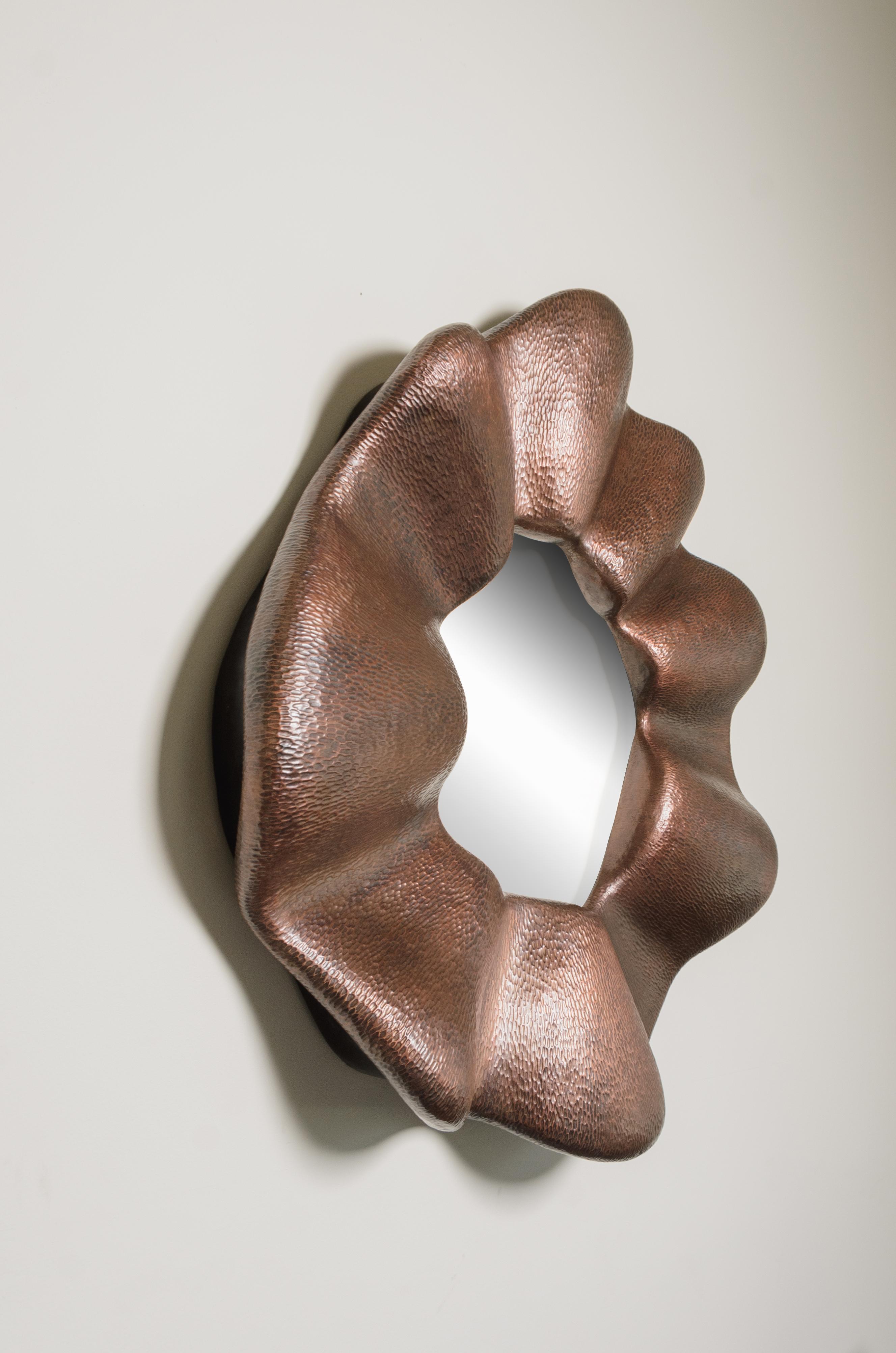 Contemporary Ji Guan Mirror in Hand Repoussé Copper by Robert Kuo For Sale 1