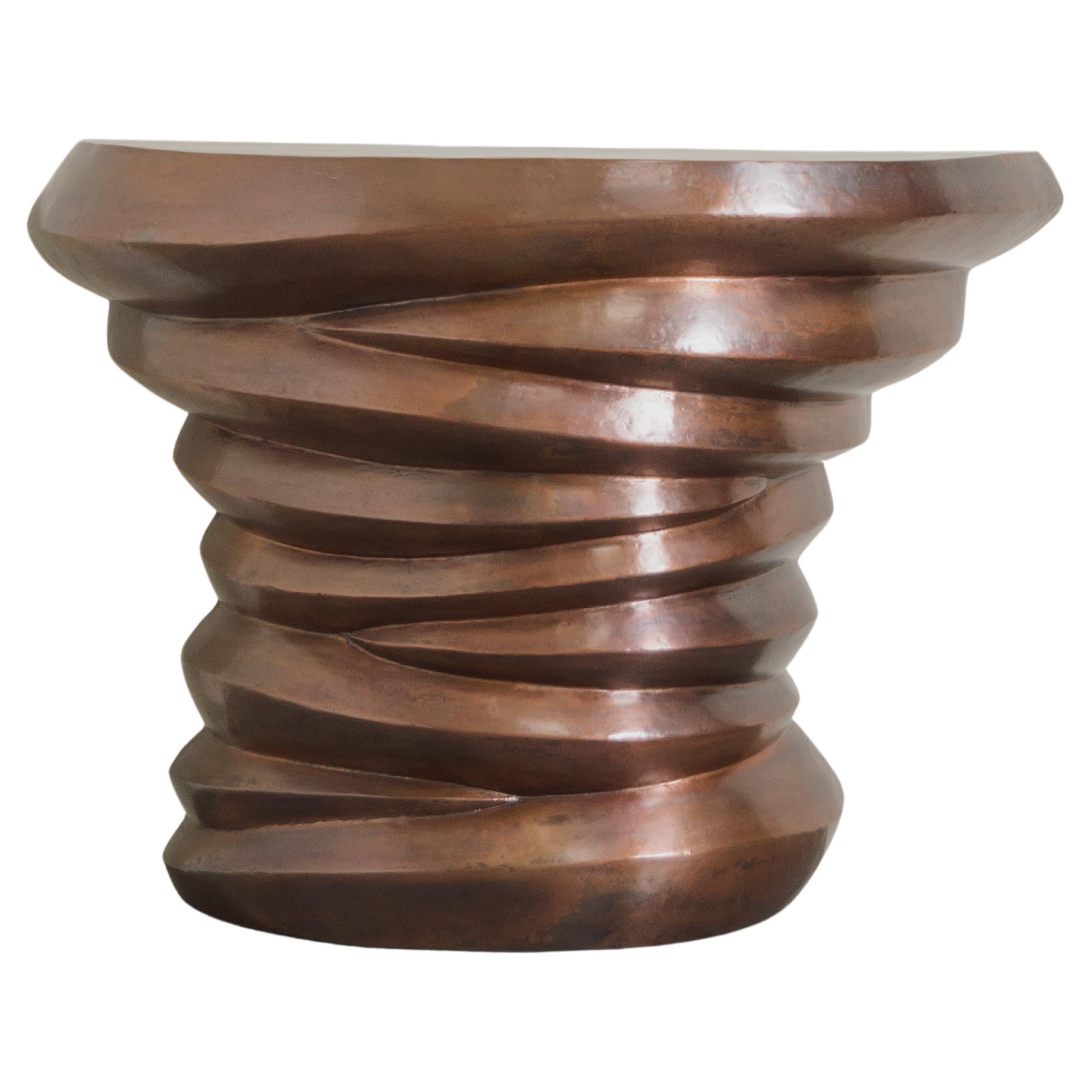 Contemporary Jie Design Demi Lune Table in Antiqued Copper by Robert Kuo  For Sale