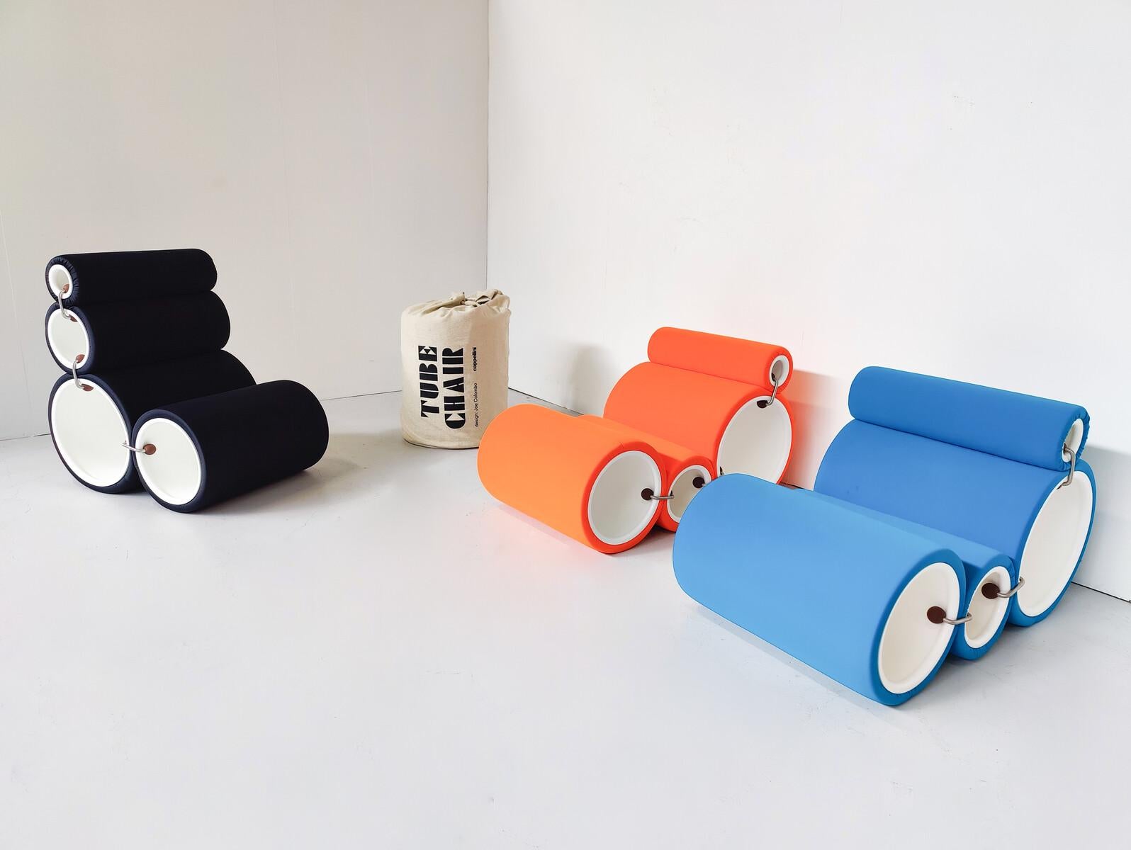 Silla Joe Colombo Tubo Modular Contemporánea, Cappellini - Negra, Azul, Blanca o Naranja ( Se vende con bolsa)