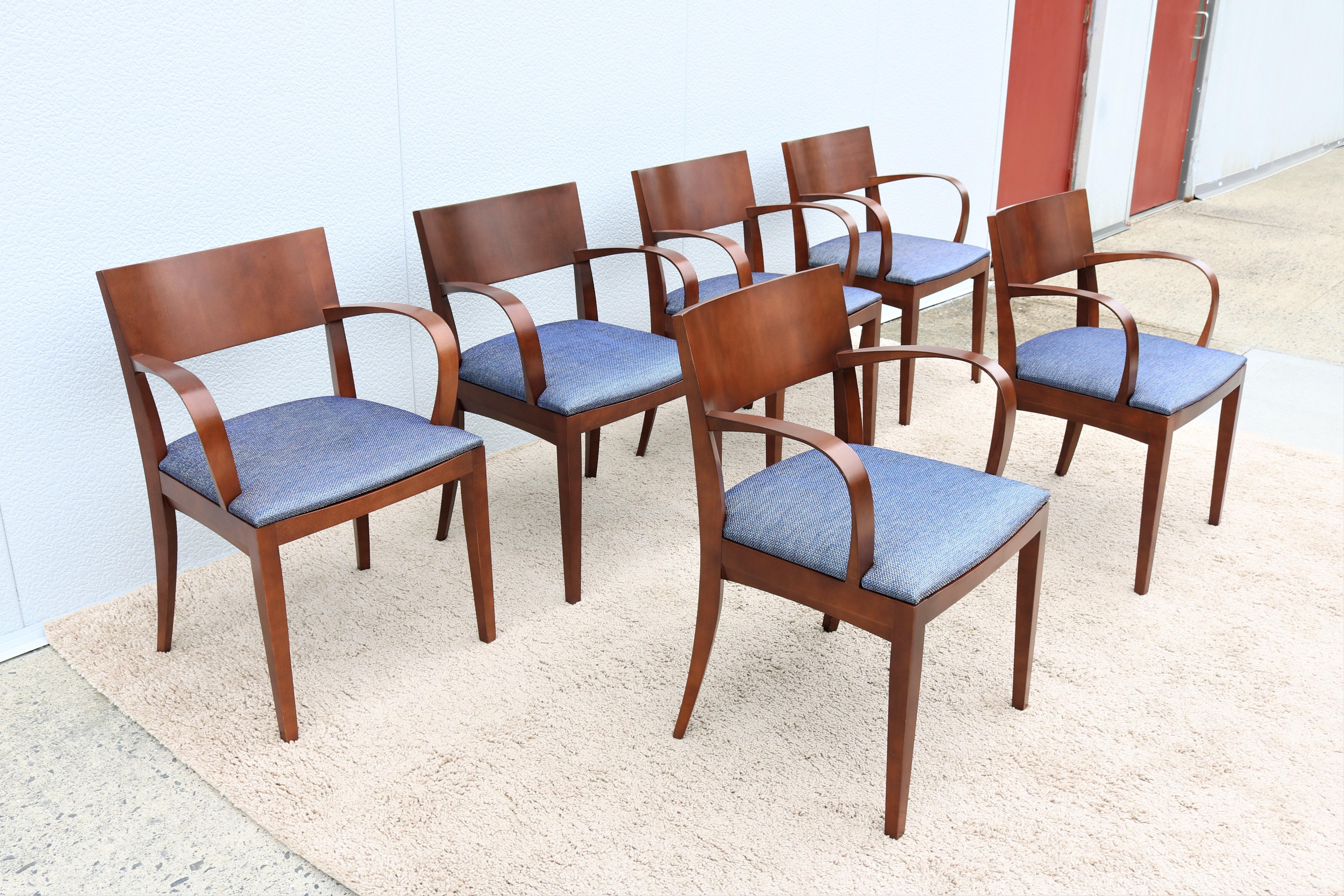 Modern Contemporary Jonathan Crinion for Knoll Crinion Wood Side Armchairs - Set of 6 For Sale