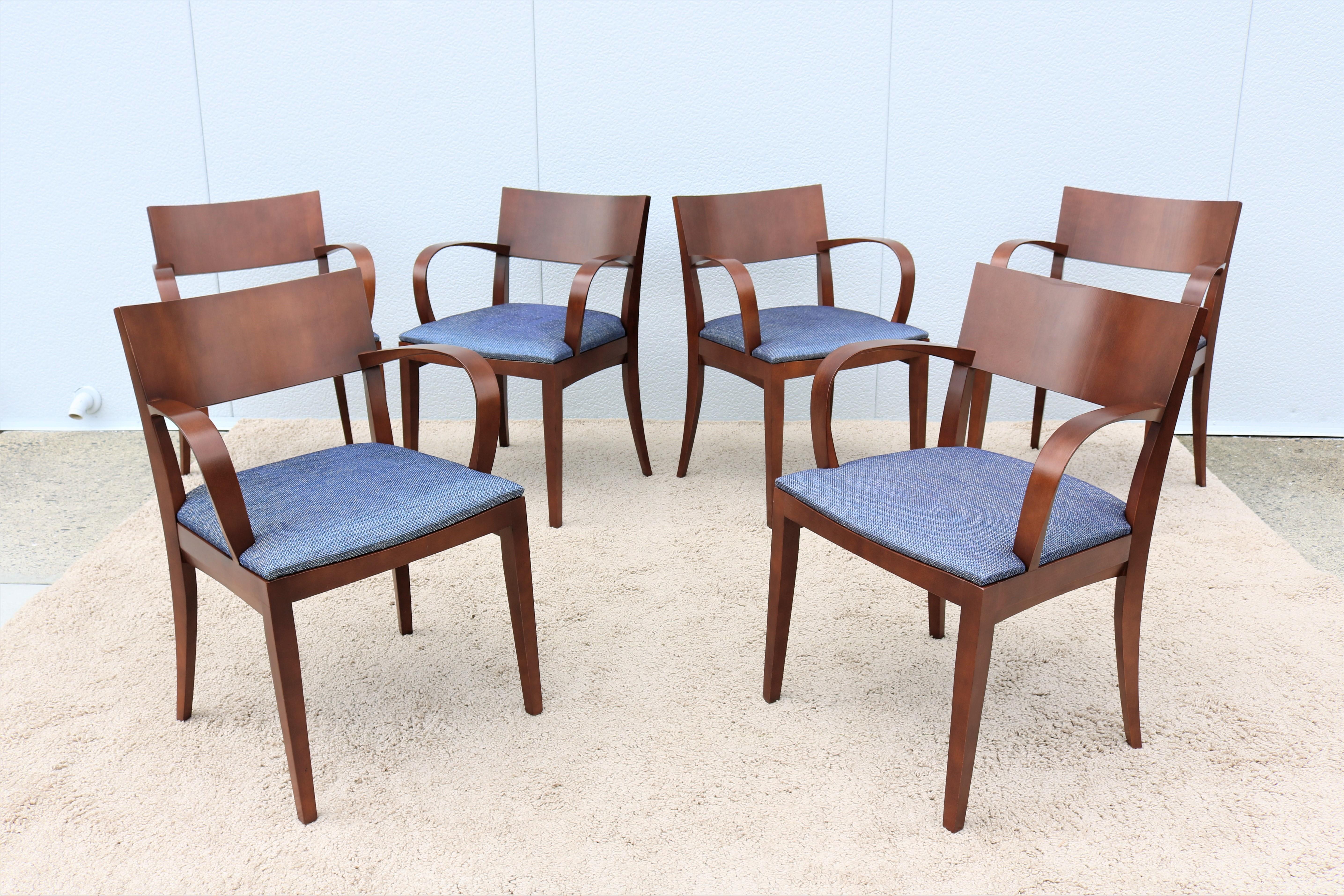 American Contemporary Jonathan Crinion for Knoll Crinion Wood Side Armchairs - Set of 6 For Sale