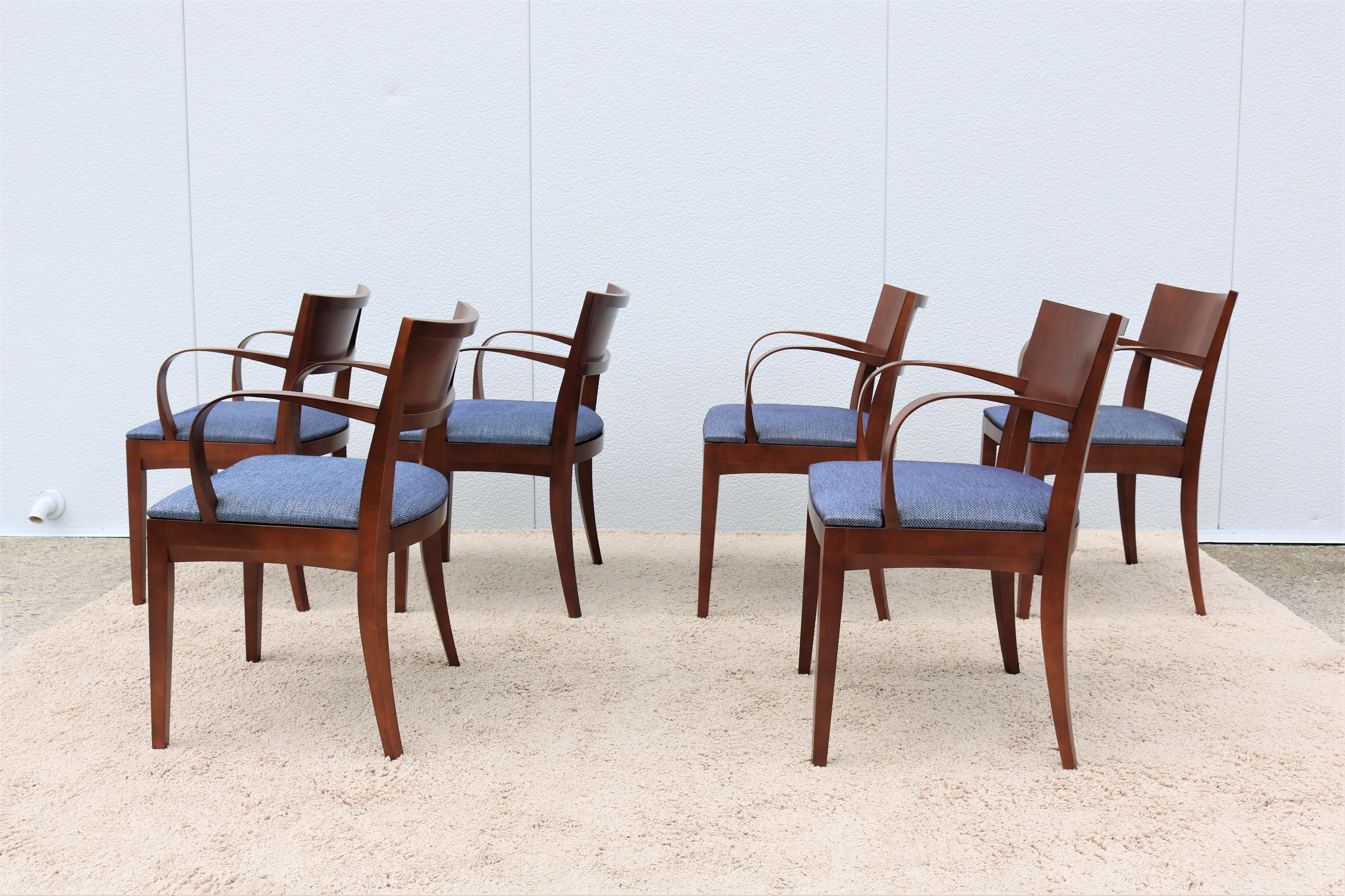 Contemporary Jonathan Crinion for Knoll Crinion Wood Side Armchairs - Set of 6 In Good Condition For Sale In Secaucus, NJ
