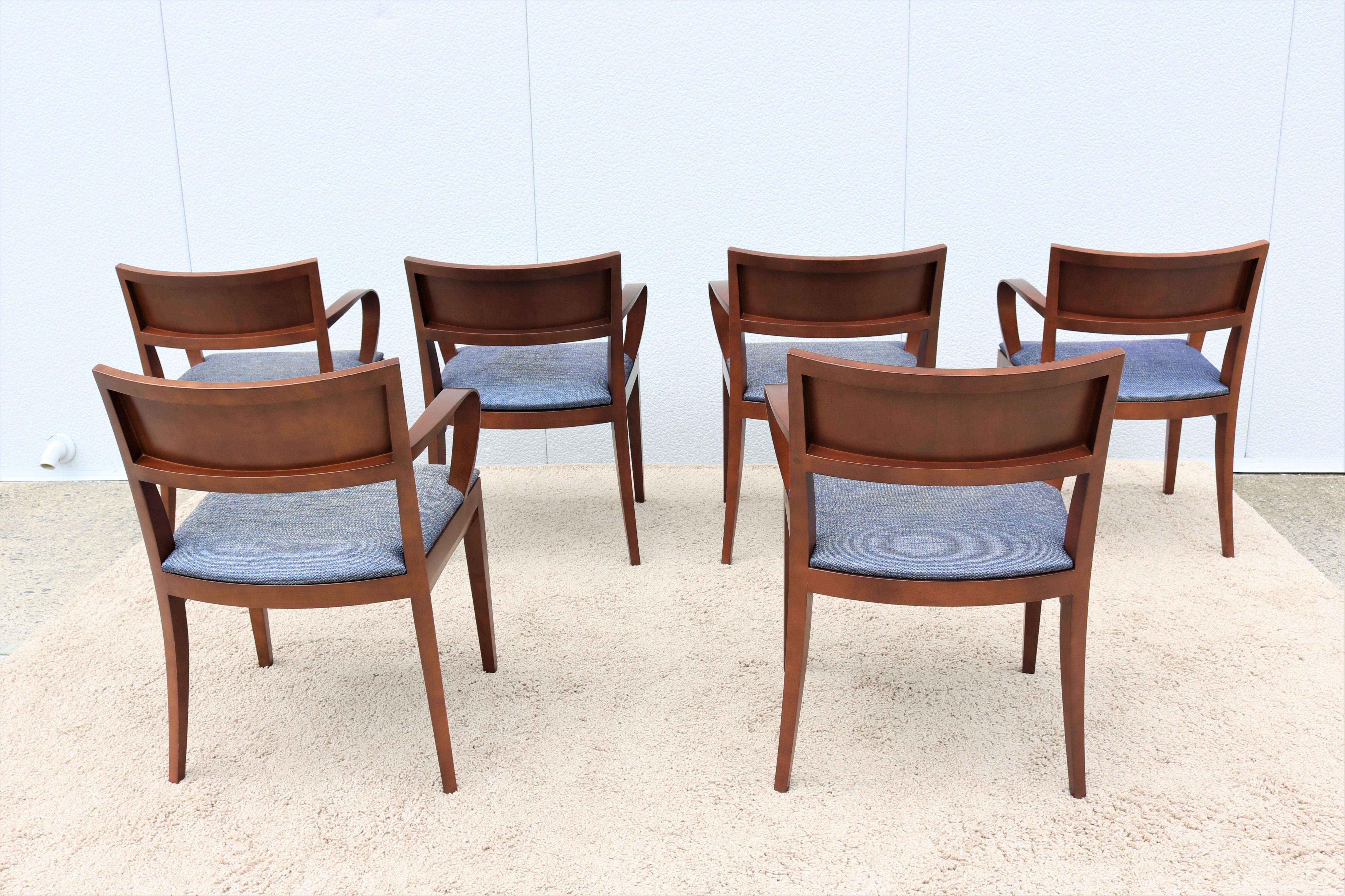 Fabric Contemporary Jonathan Crinion for Knoll Crinion Wood Side Armchairs - Set of 6 For Sale