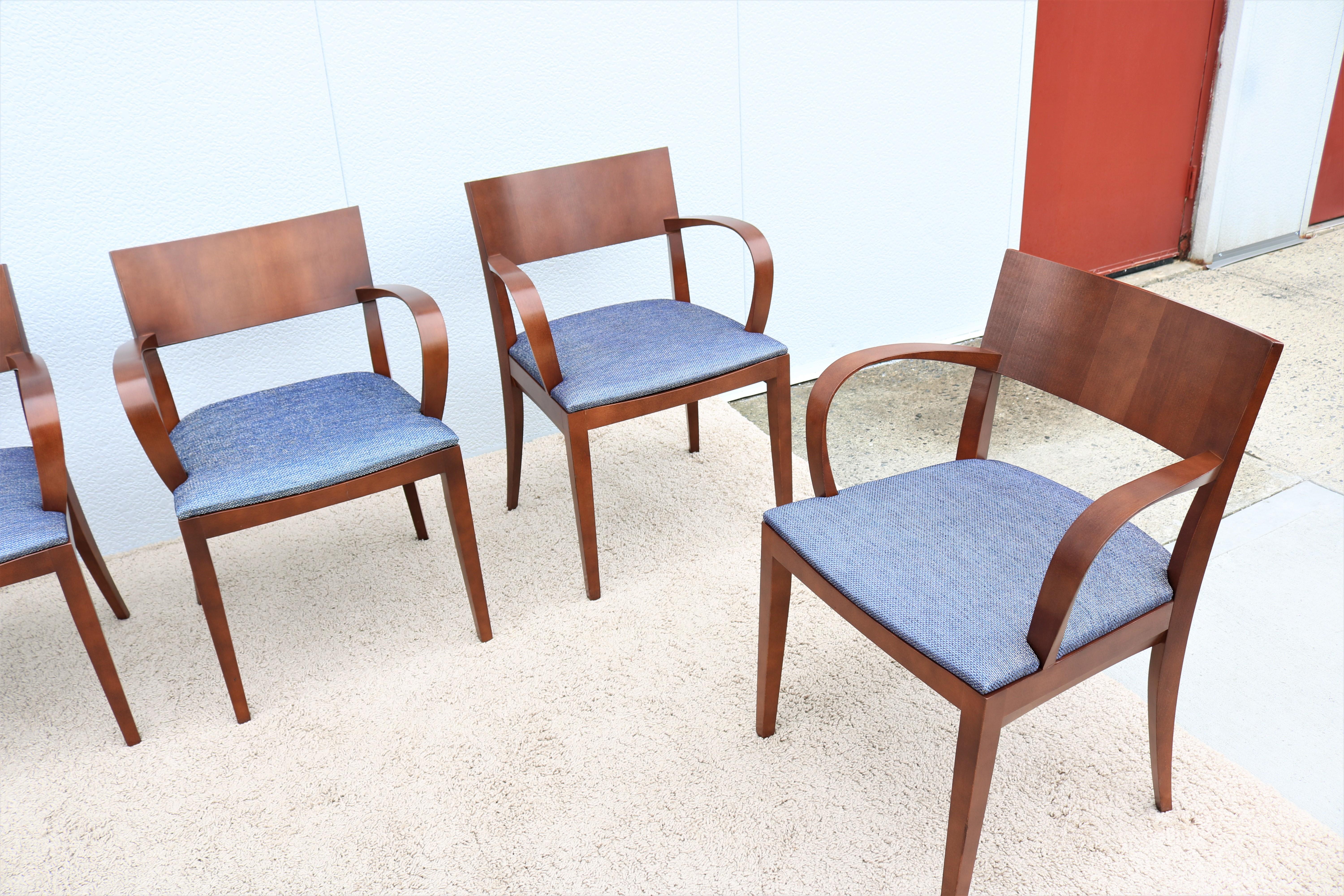 Contemporary Jonathan Crinion for Knoll Crinion Wood Side Armchairs - Set of 6 For Sale 1