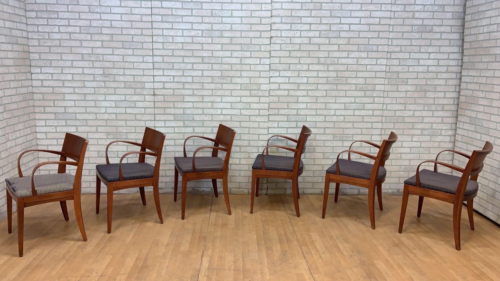 Contemporary Jonathan Crinion for Knoll Wood Side Dining Armchairs, Set of 6 For Sale 3