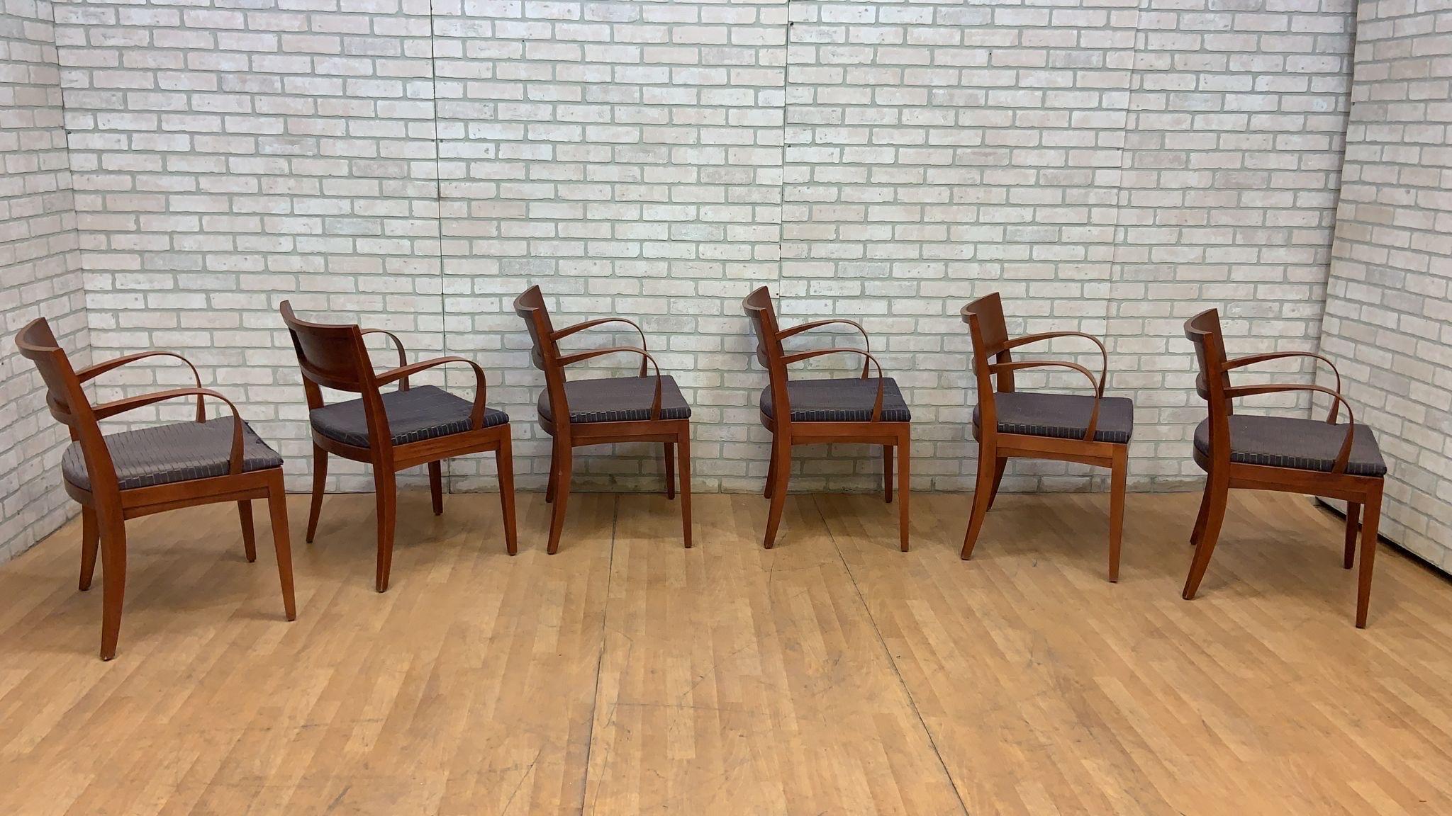 Modern Contemporary Jonathan Crinion for Knoll Wood Side Dining Armchairs, Set of 6 For Sale