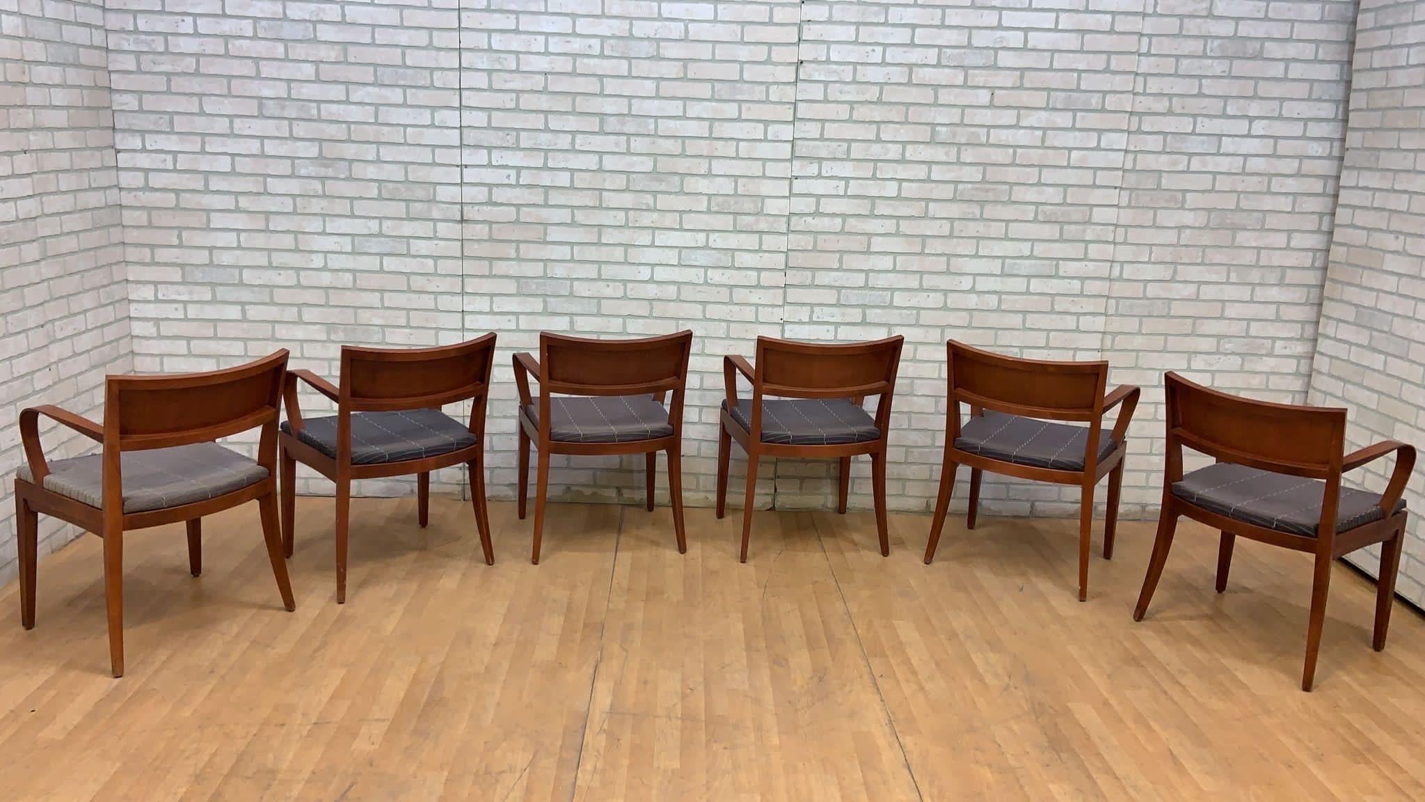 Contemporary Jonathan Crinion for Knoll Wood Side Dining Armchairs, Set of 6 For Sale 2