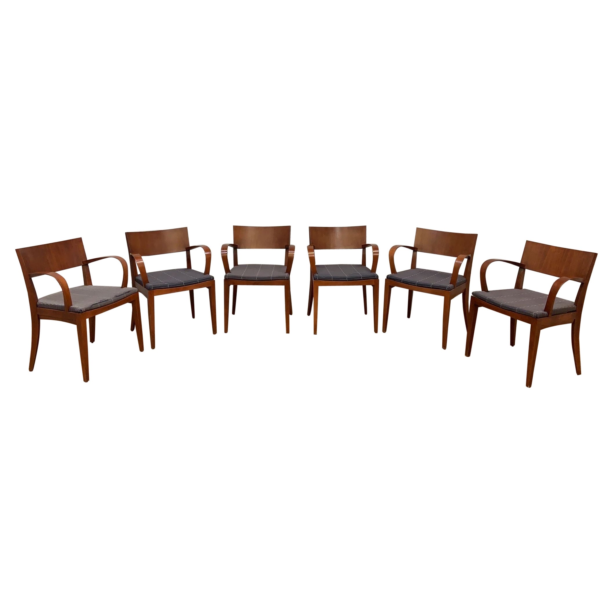 Contemporary Jonathan Crinion for Knoll Wood Side Dining Armairs, Set of 6 en vente
