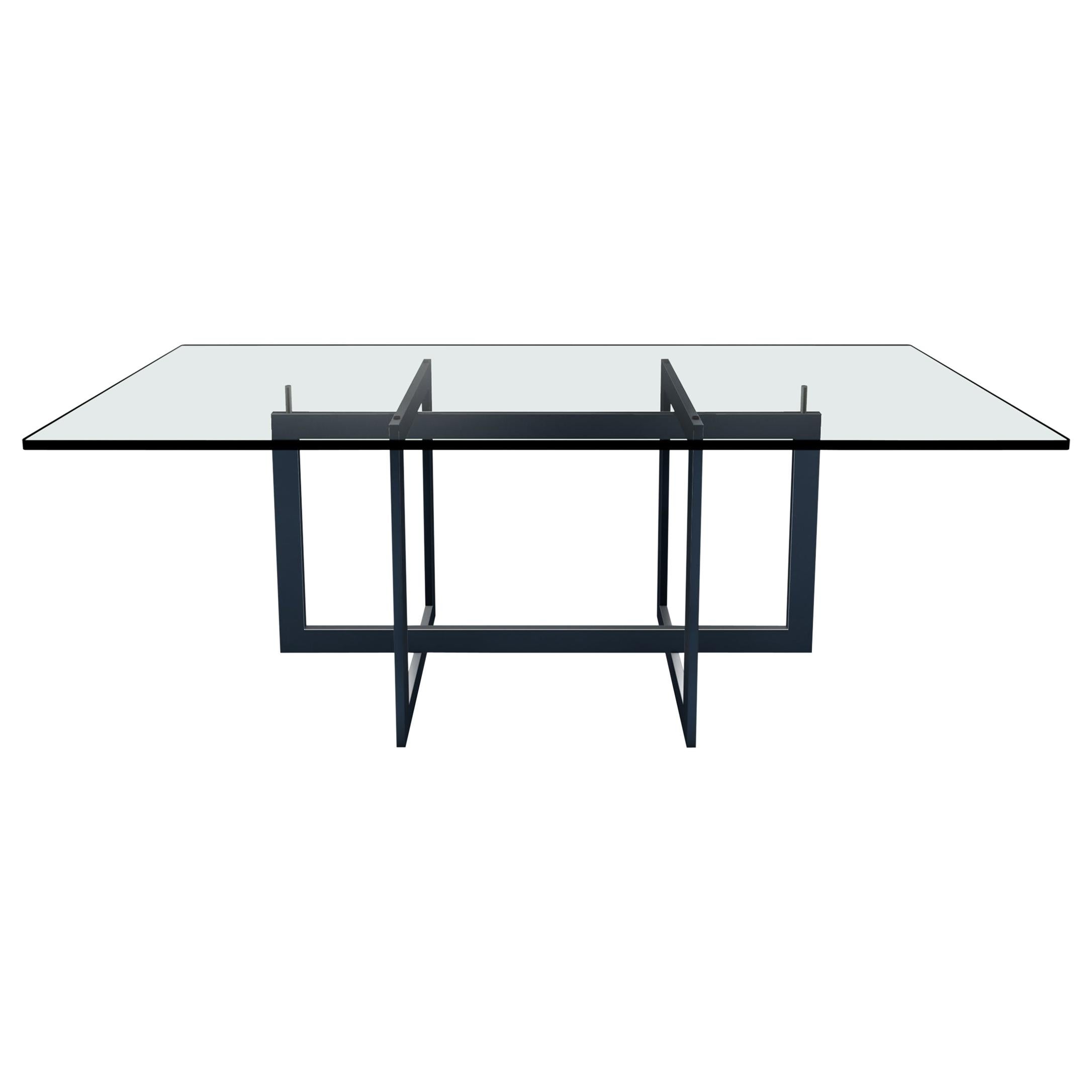 Contemporary Jonathan High Table with Tempered Crystal Top, Black Version