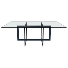 Contemporary Jonathan High Table with Tempered Crystal Top, Black Version