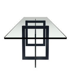 Contemporary Jonathan High Table with Tempered Crystal Top, Black Version