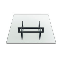 Contemporary Jonathan Low Table with Tempered Crystal Top, Black Version