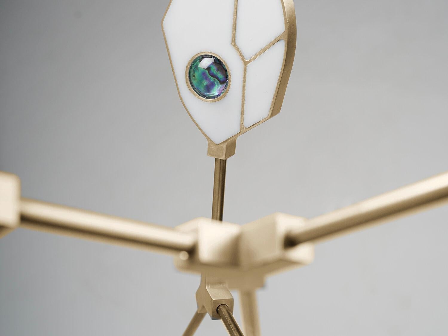 XXIe siècle et contemporain Lustre contemporain Joni Config. 1 LED avec cristal et coquillage Pua  en vente