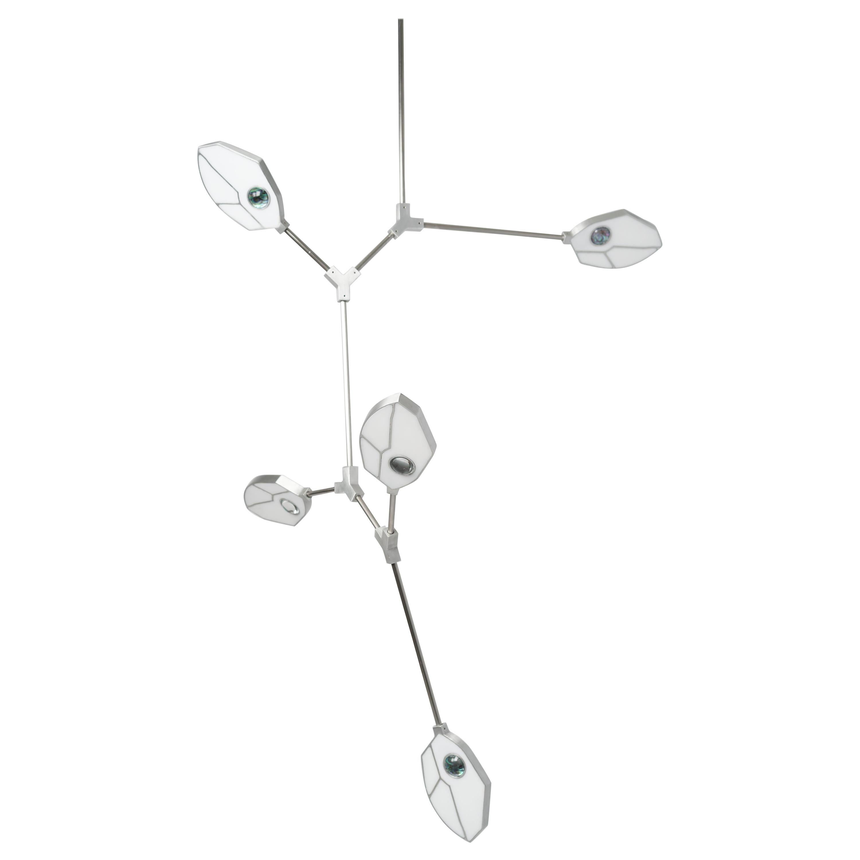 Contemporary Joni Config. 1 LED Chandelier with Crystal and Páua Shell  For Sale