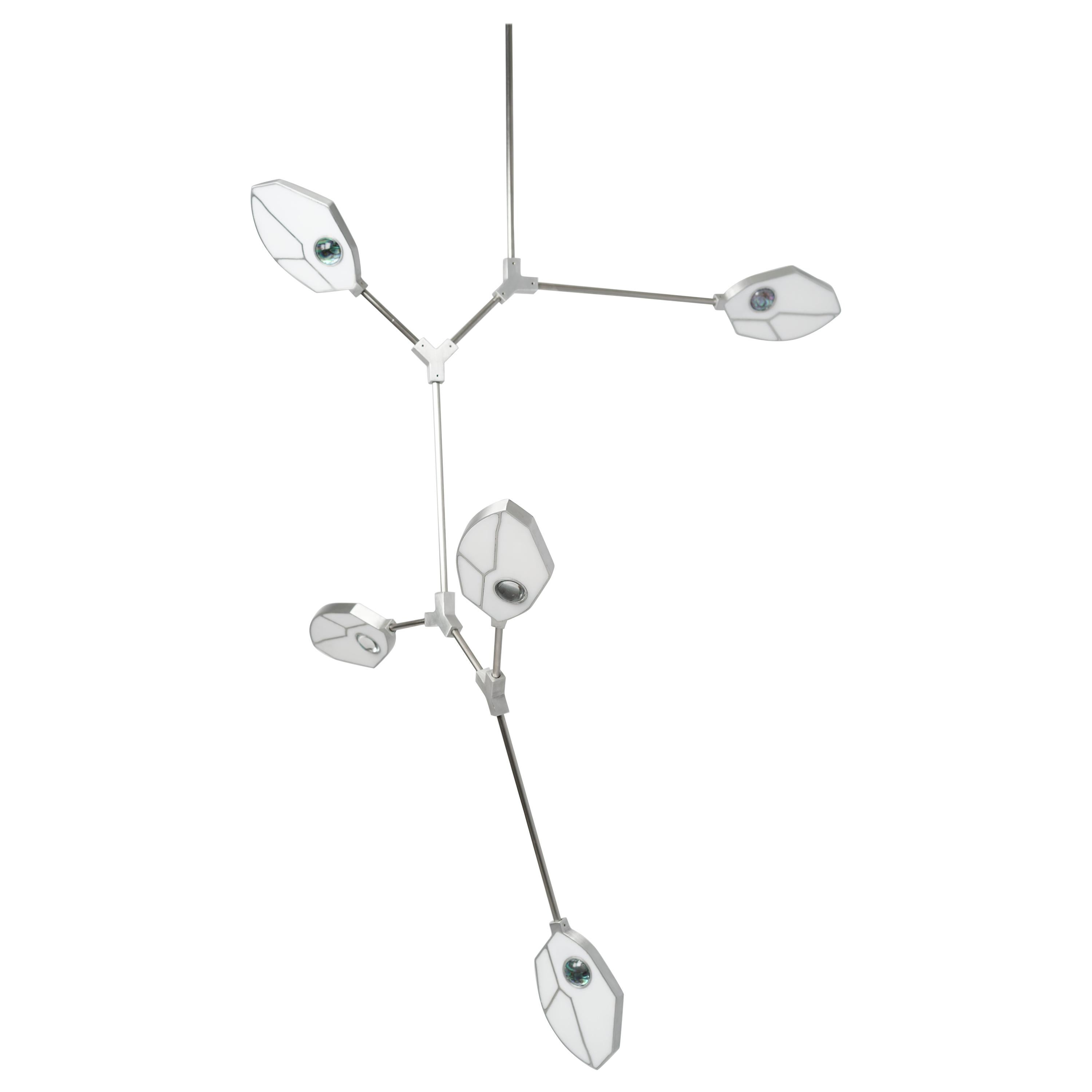 Lustre contemporain Joni Config. Lustre à 1 LED avec cristal et coquillage Páua