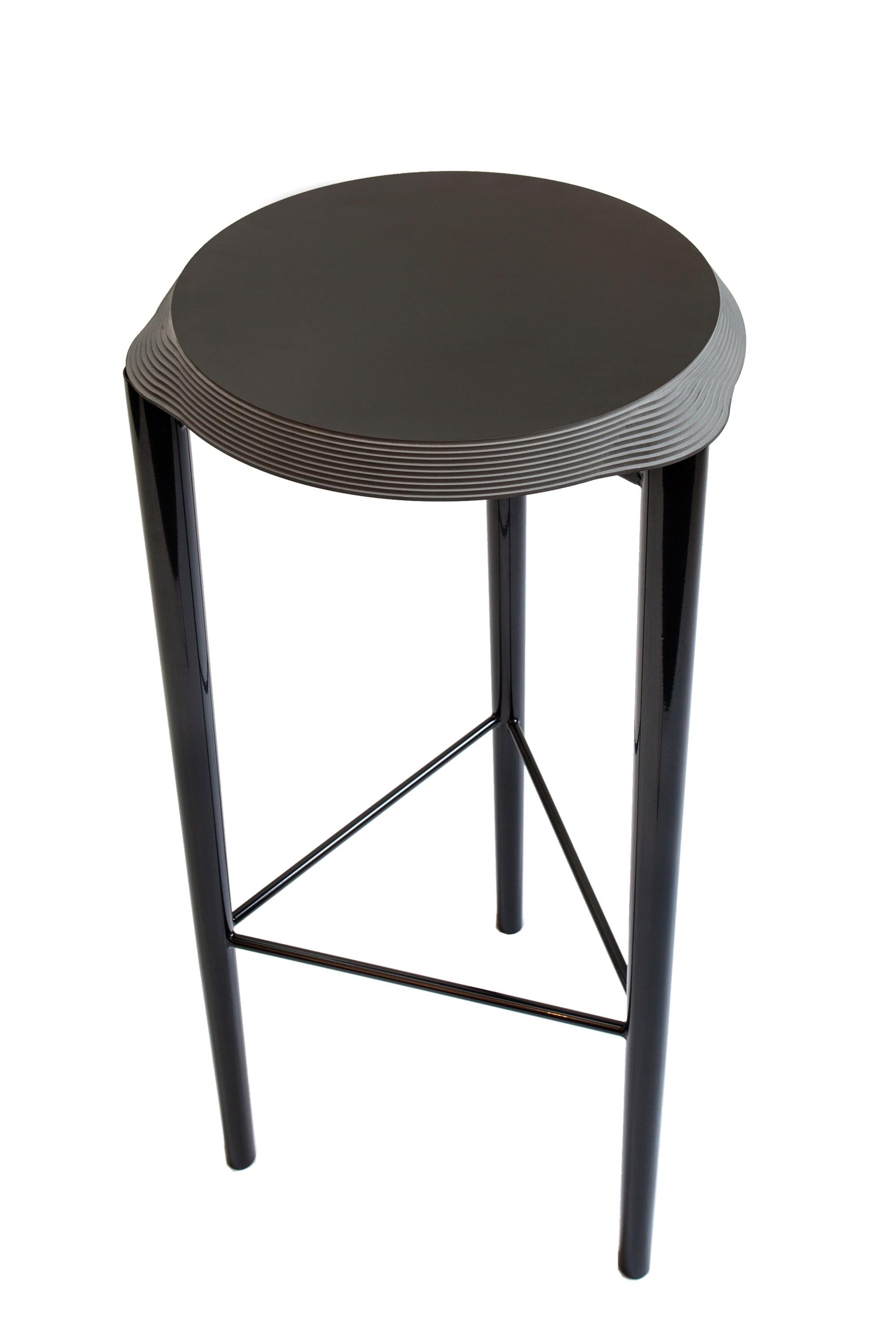 Italian Contemporary Jump High Stool with Black Corian Top For Sale