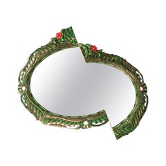 Contemporary Jungle Style Wall Mirror from an Oval Sawn Frame