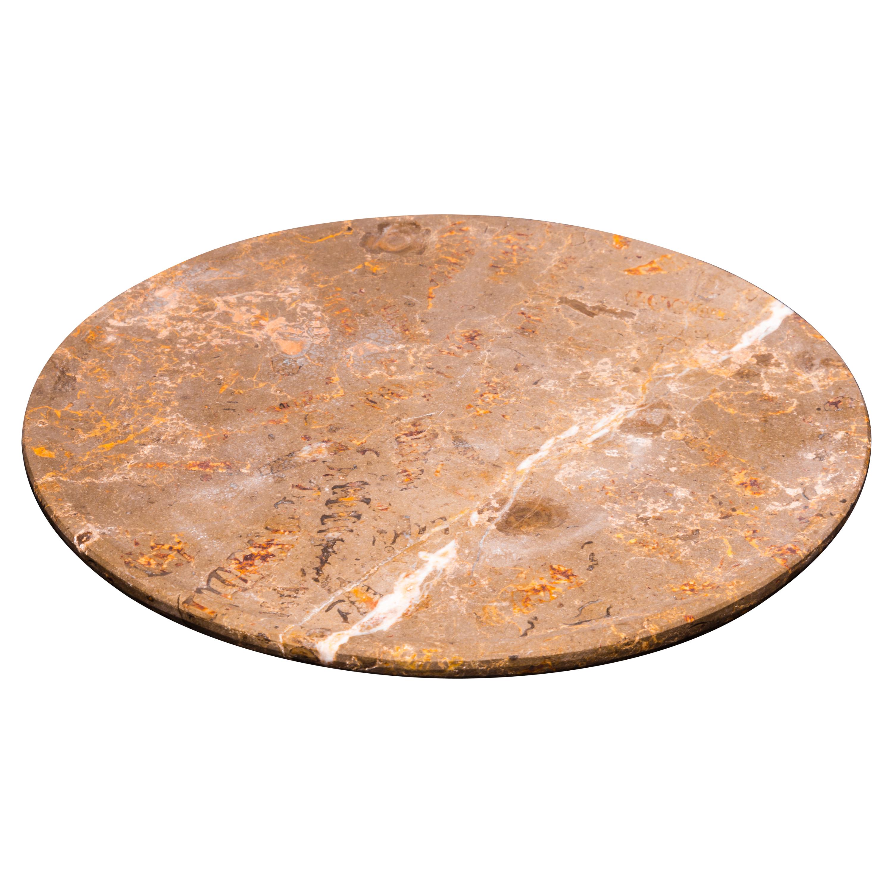 Aina Contemporary Jurassic Fossil Marble Insulam Plate, Living Collection For Sale
