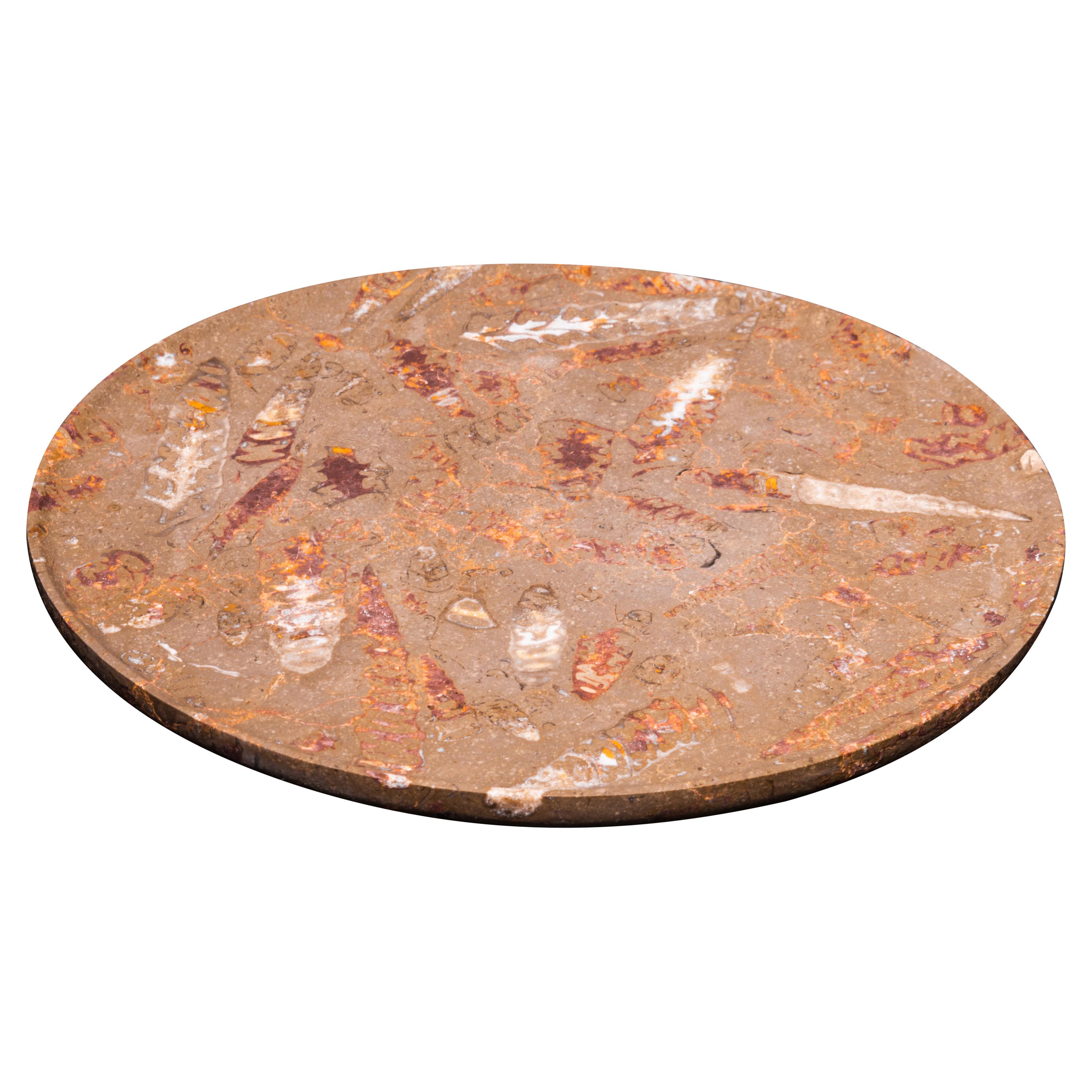 Aina Contemporary Jurassic Fossil Marble Mare Plate, Living Collection For Sale