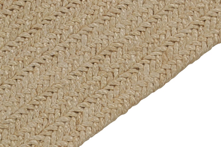 Hand-Knotted Rug & Kilim's Contemporary Jute & Sisal Runner in Beige-Brown For Sale