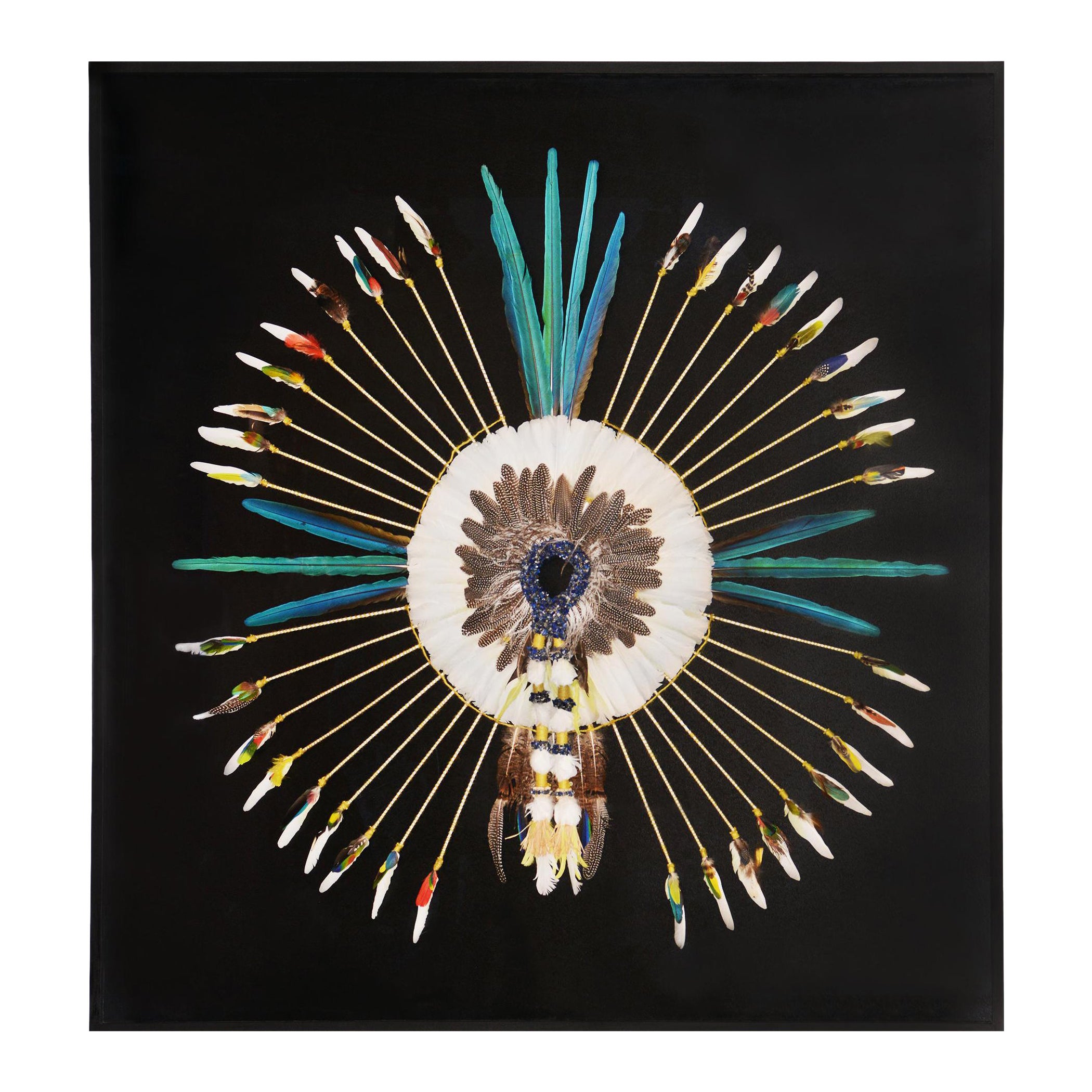Zeitgenössischer Kopfschmuck im Kayapo-Stil mit Mauserfedern