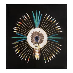 Zeitgenössischer Kopfschmuck im Kayapo-Stil mit Mauserfedern