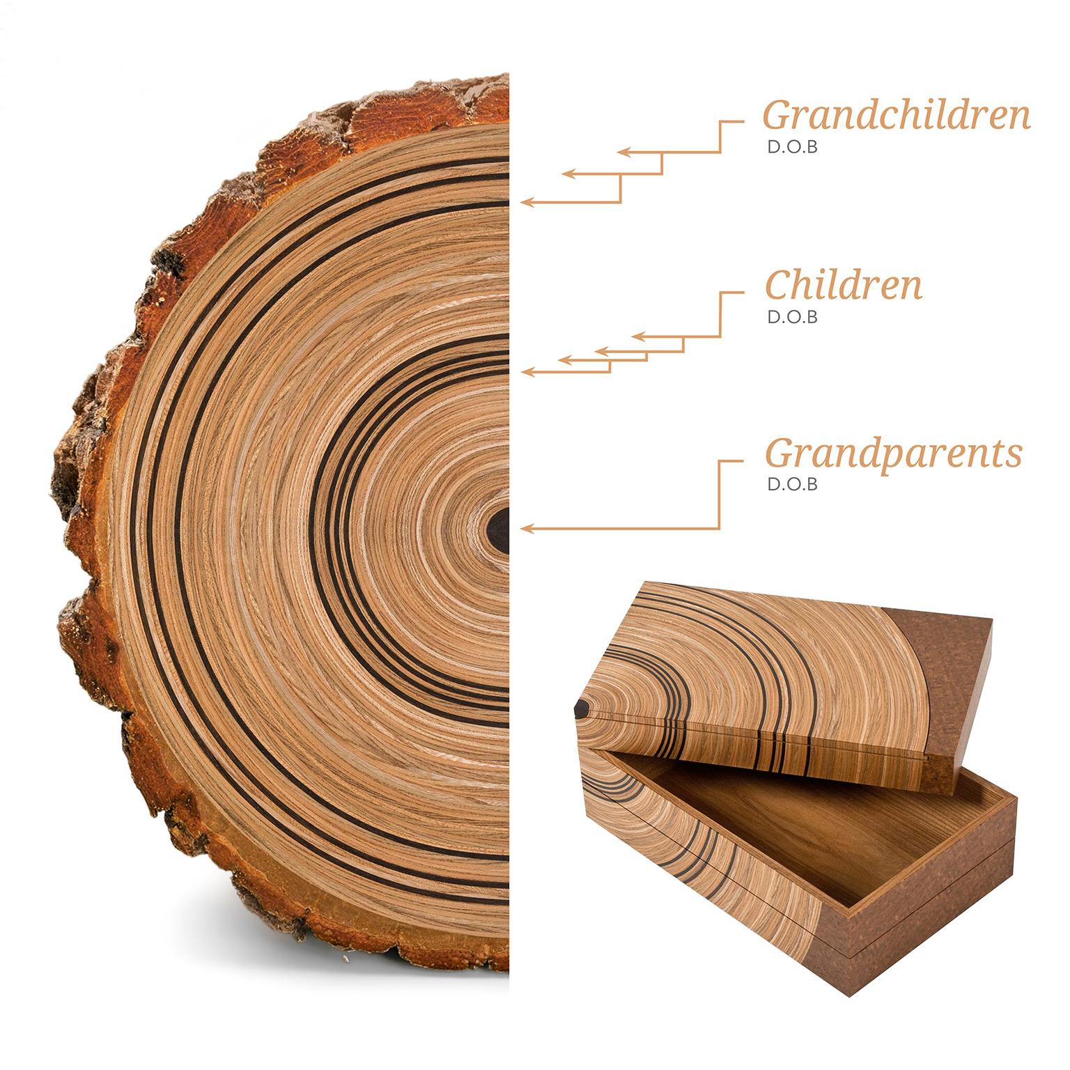 Contemporary Keepsake Box in Elm and Fumed Oak 'Family Tree' by Edward Johnson For Sale 3