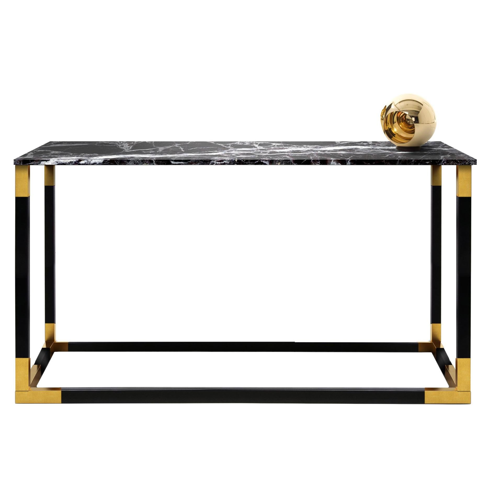 Contemporary Keflavik Console in Marble, Brass For Sale