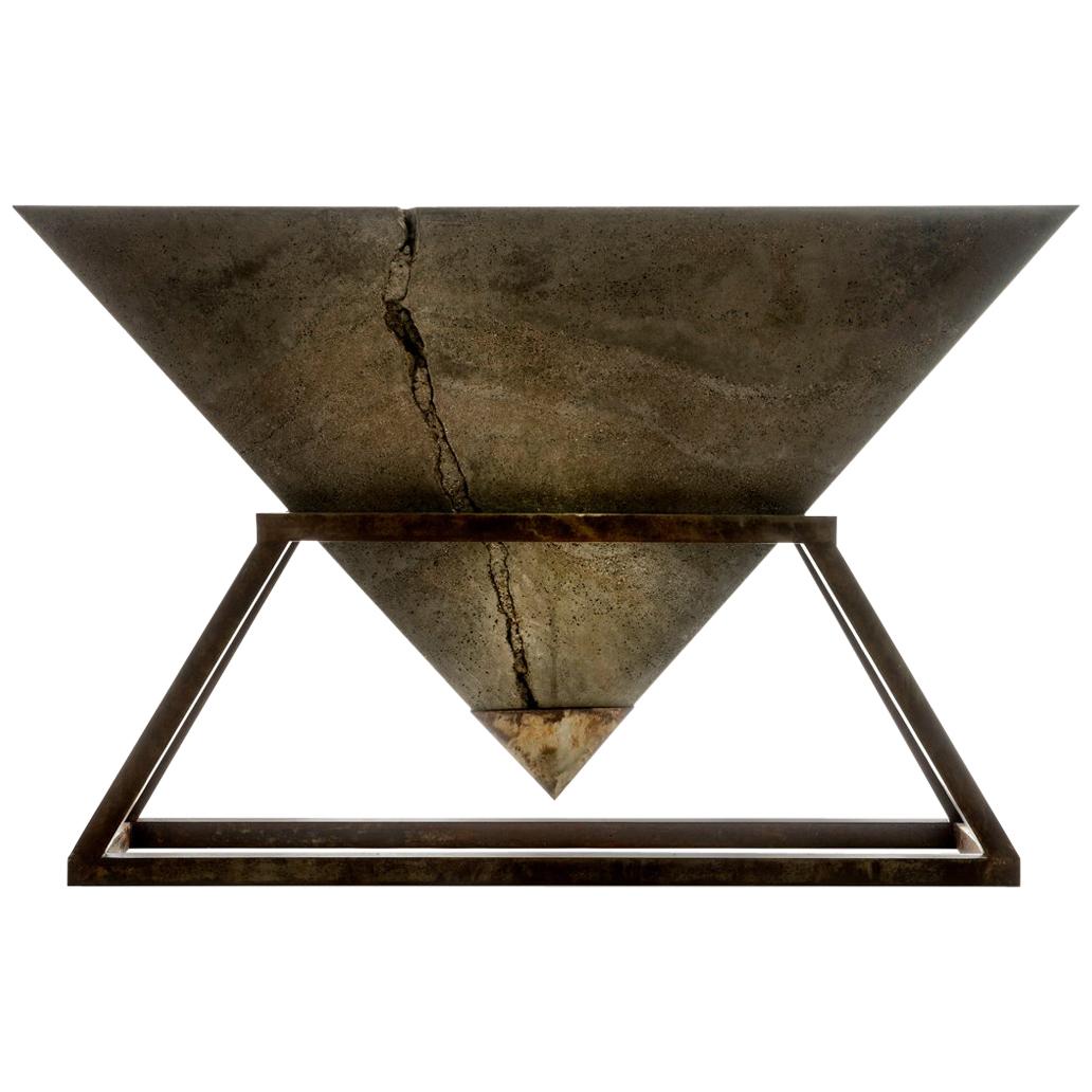 Contemporary Kheops Console Table in Concrete and Aluminum